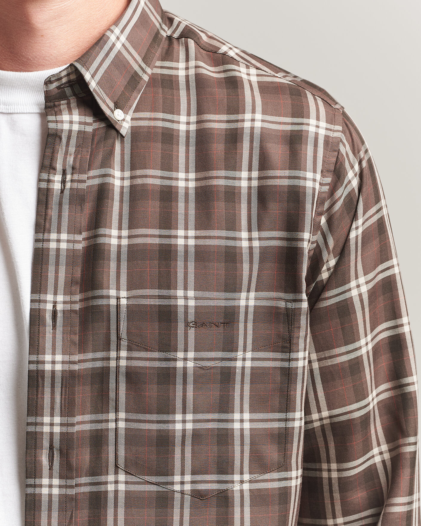 Mies | Kauluspaidat | Gant | Regular Fit Twill Checked Shirt Faded Taupe