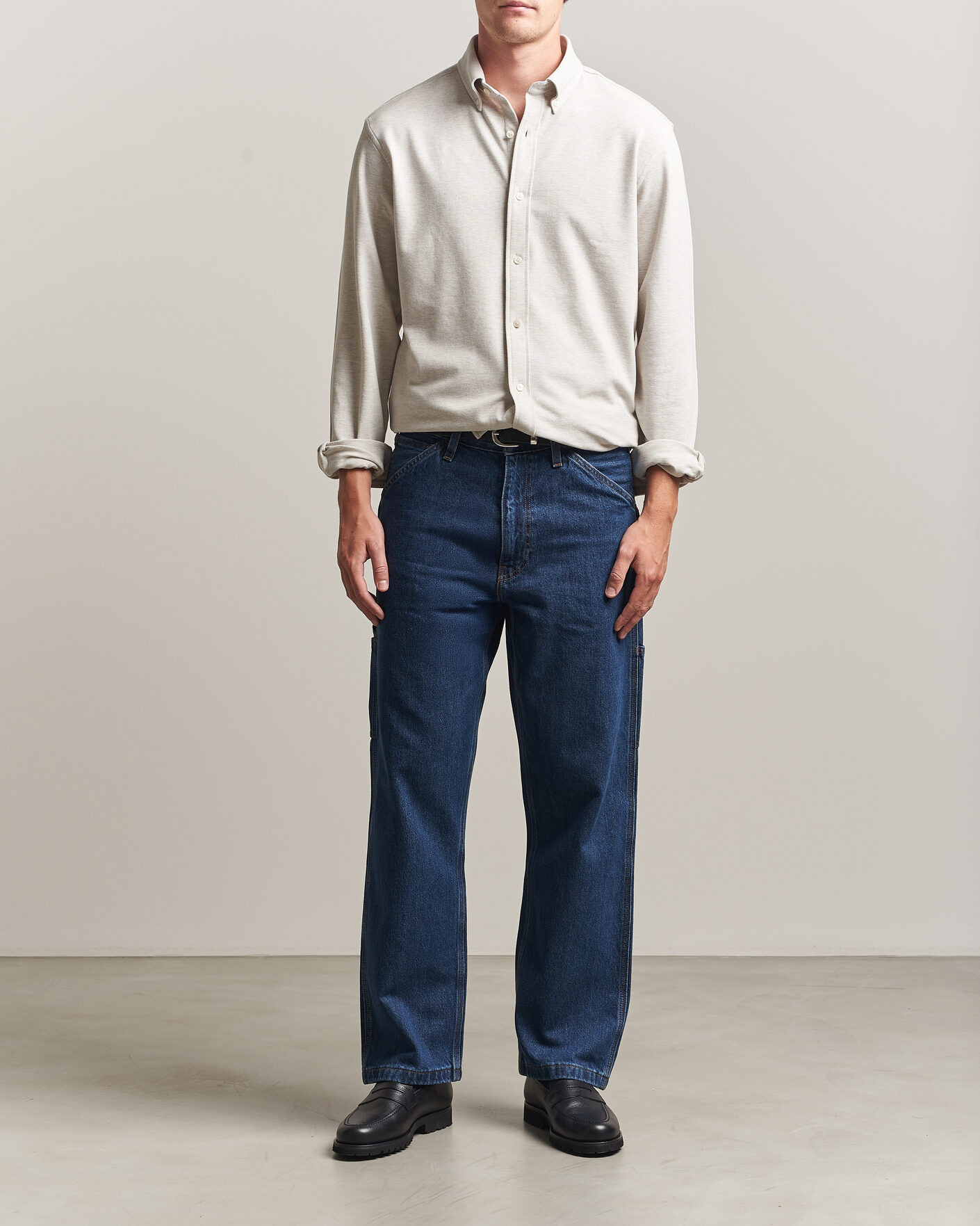 Mies | Kauluspaidat | Gant | Regular Fit Jersey Pique Shirt Light Beige Melange