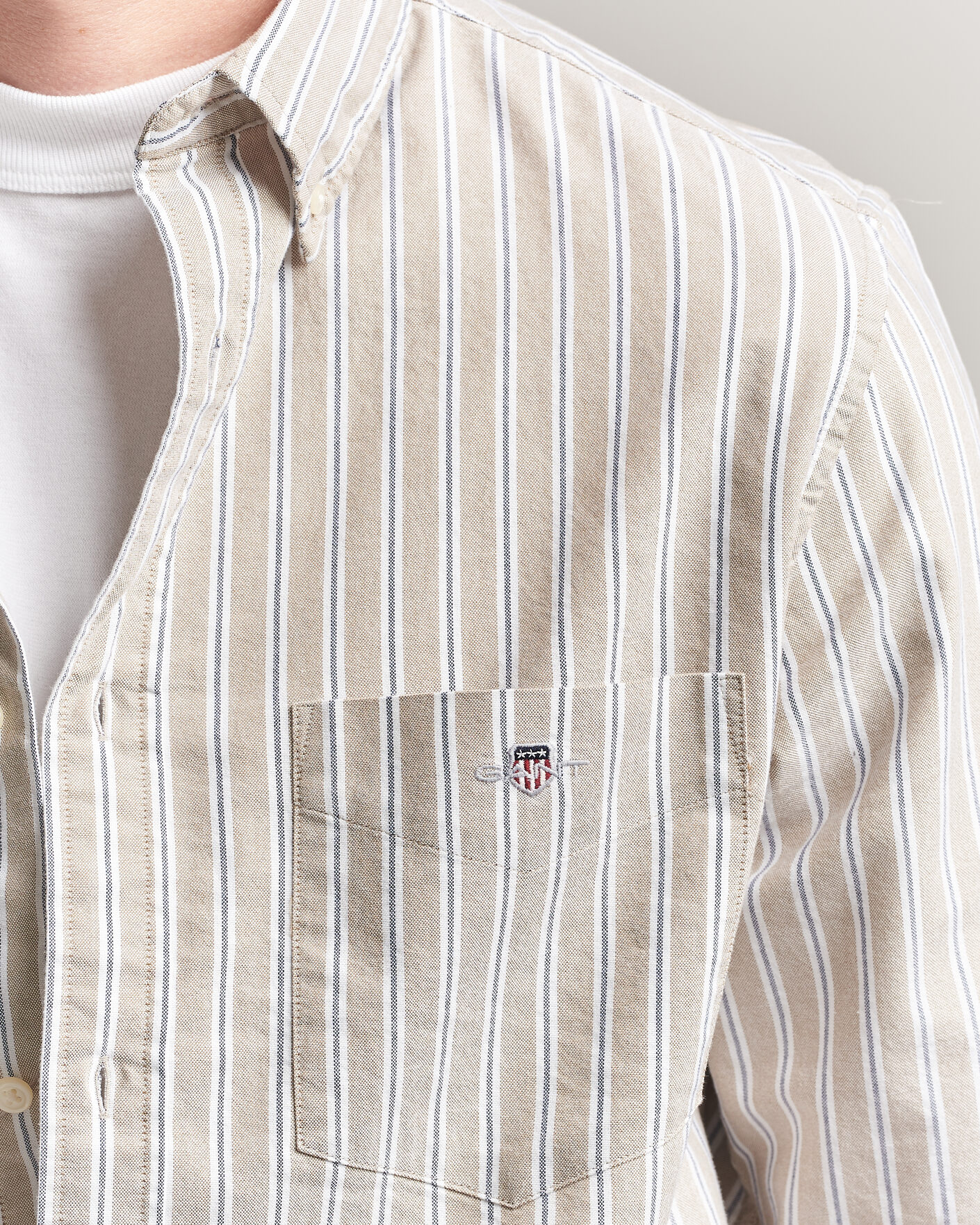 Mies | Kauluspaidat | Gant | Regular Fit Classic Striped Oxford Shirt Light Taupe