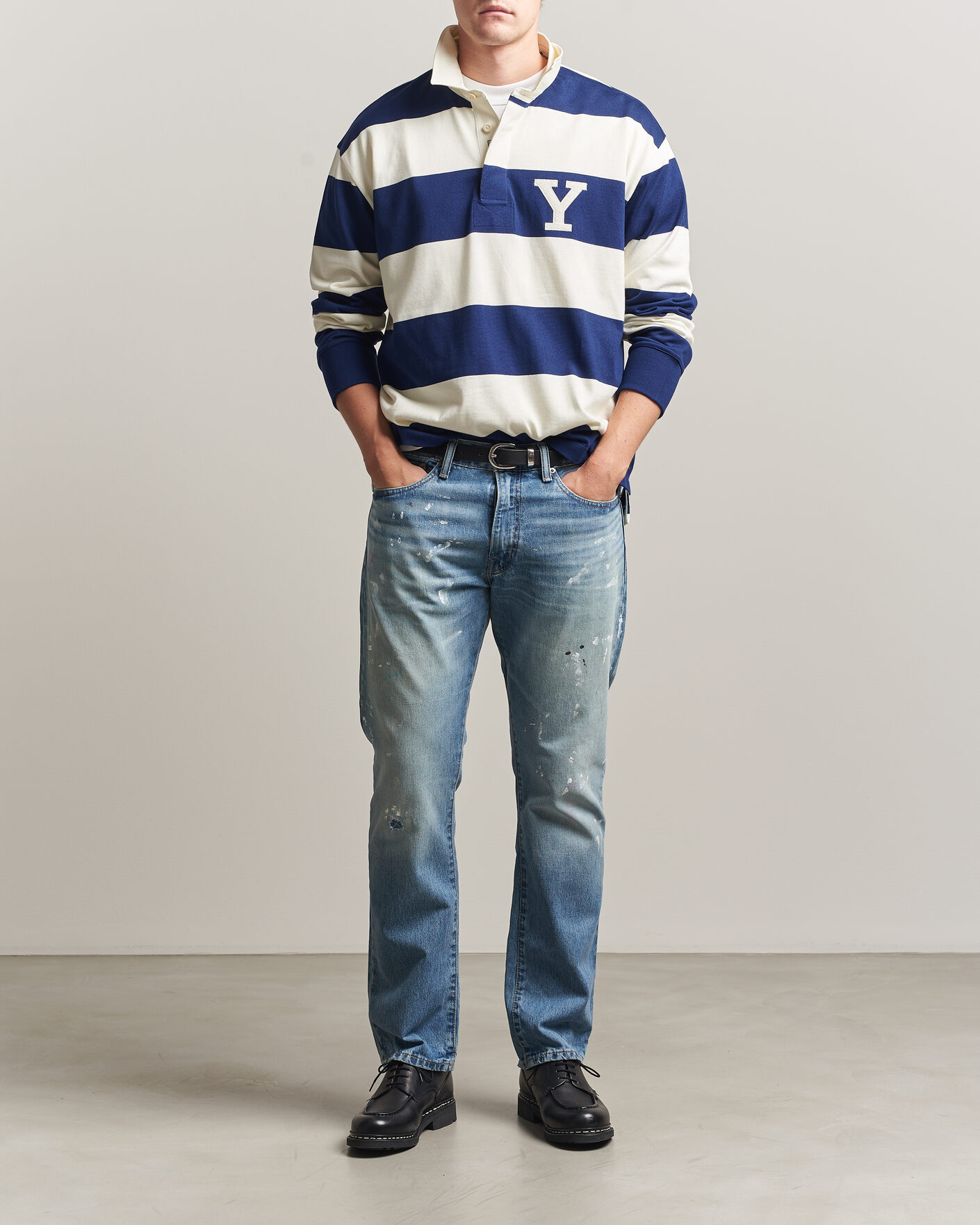 Mies | Puserot | Gant | YALE Striped Heavy Rugger Rich Navy