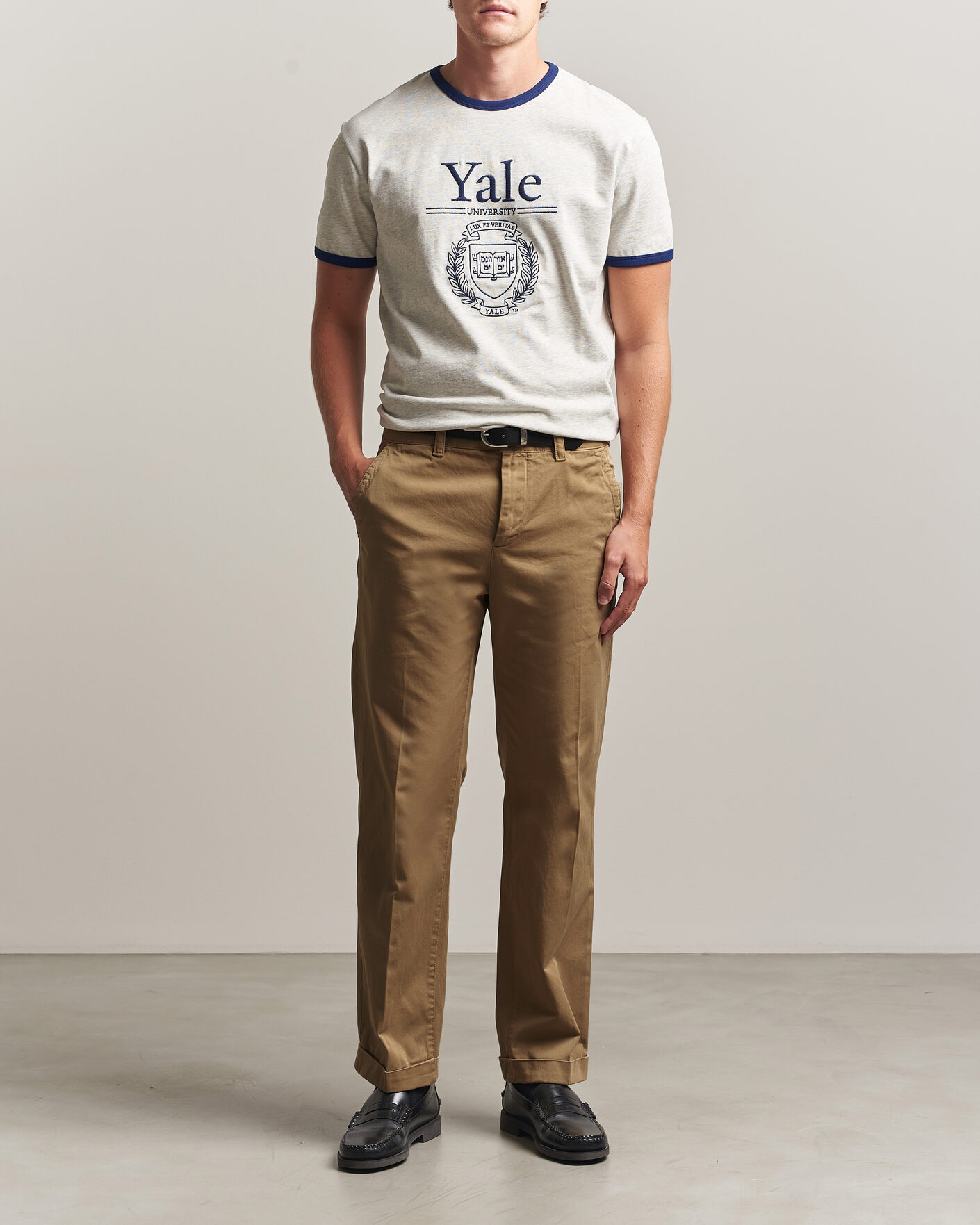 Mies | T-paidat | Gant | YALE Crew Neck T-Shirt Grey Melange