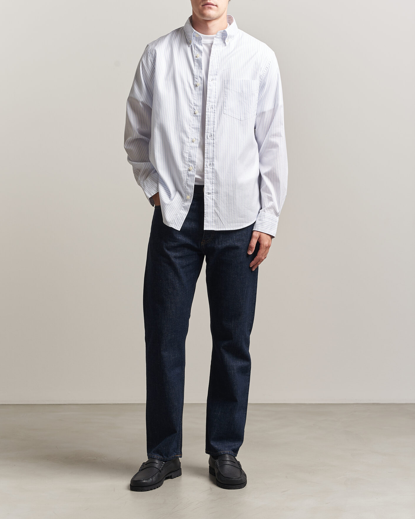 Mies | Kauluspaidat | Gant | YALE Regular Fit Striped Oxford Shirt Light Blue