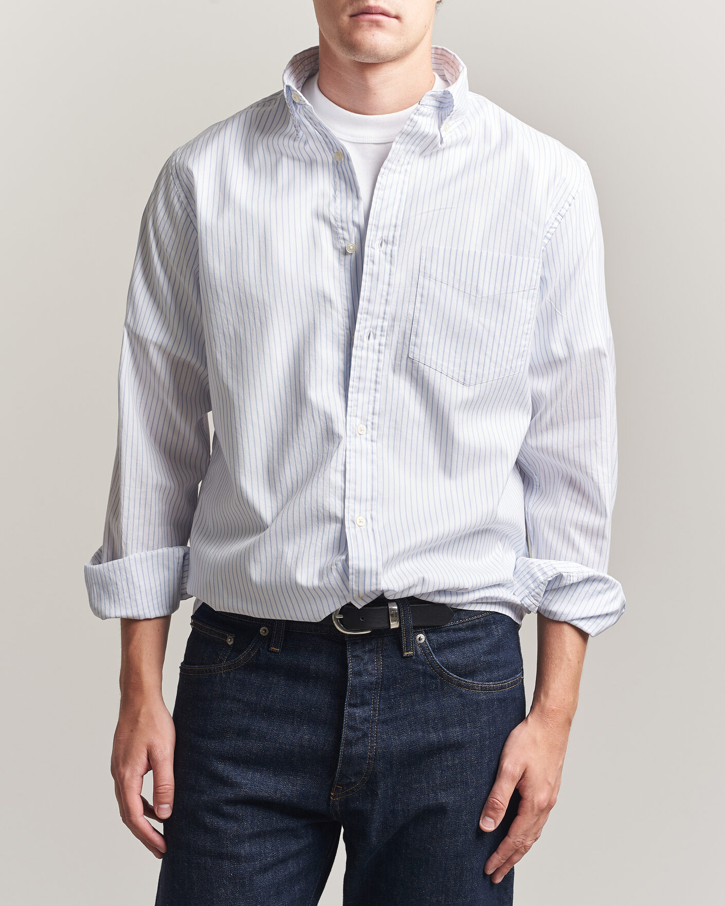 Mies | Kauluspaidat | Gant | YALE Regular Fit Striped Oxford Shirt Light Blue