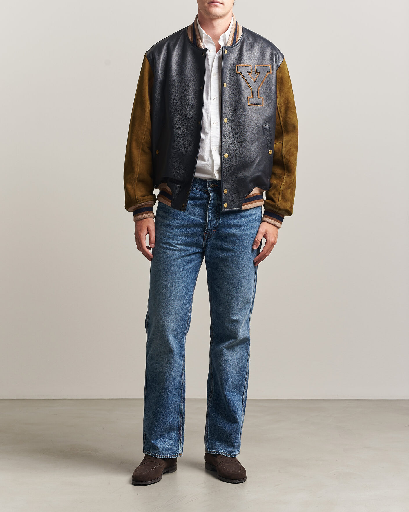 Mies | Takit | Gant | YALE Suede/Leather Varsity Jacket Navy