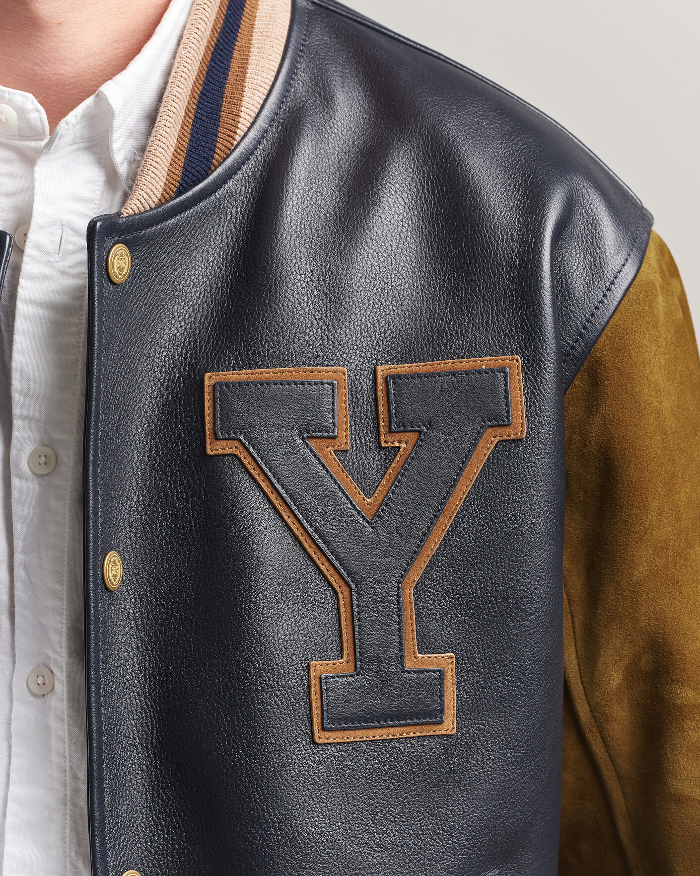 Mies | Takit | Gant | YALE Suede/Leather Varsity Jacket Navy