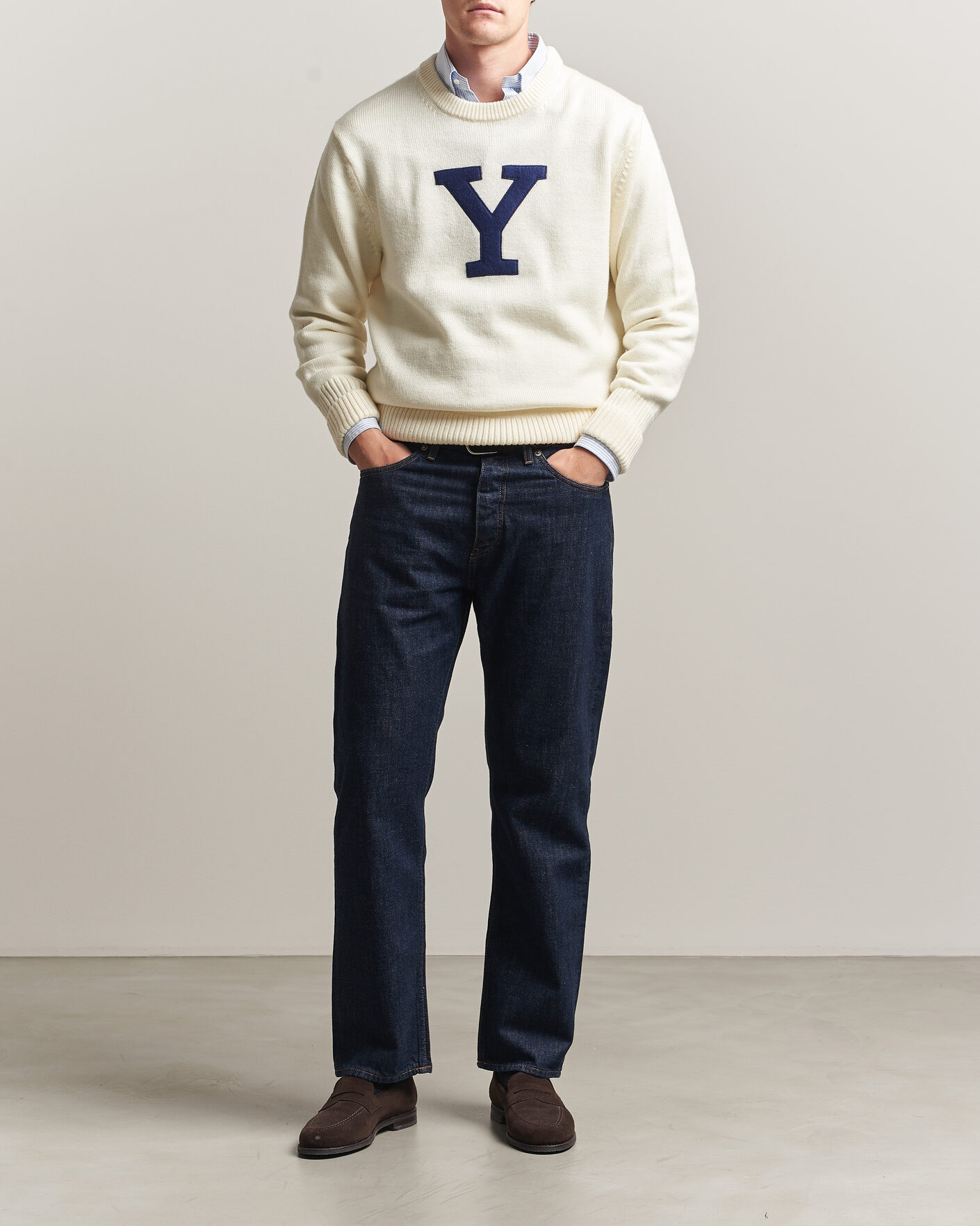 Mies | Puserot | Gant | YALE Merino Crew Neck Cream