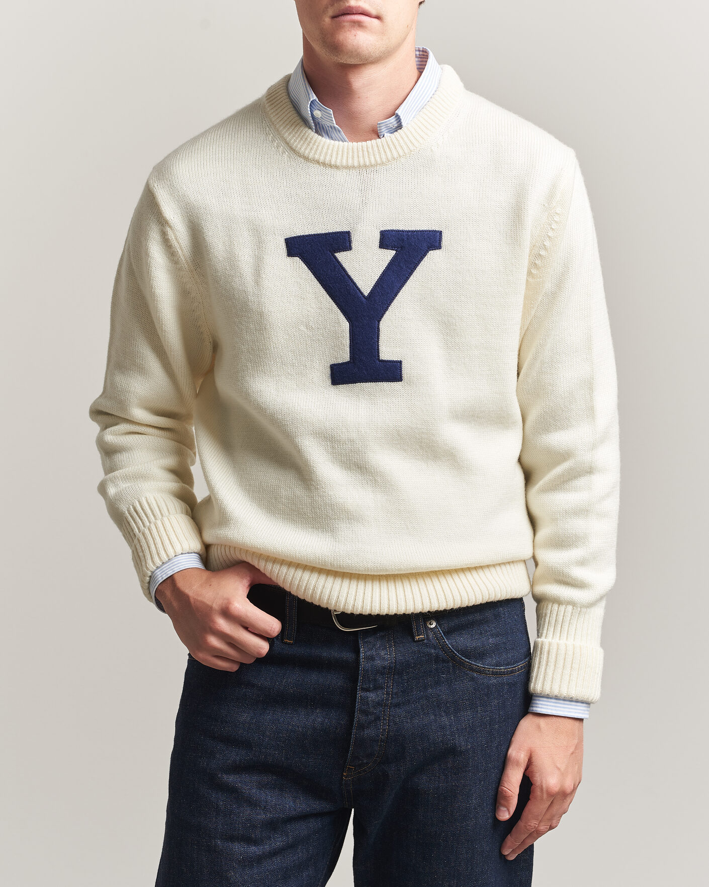 Mies | Puserot | Gant | YALE Merino Crew Neck Cream
