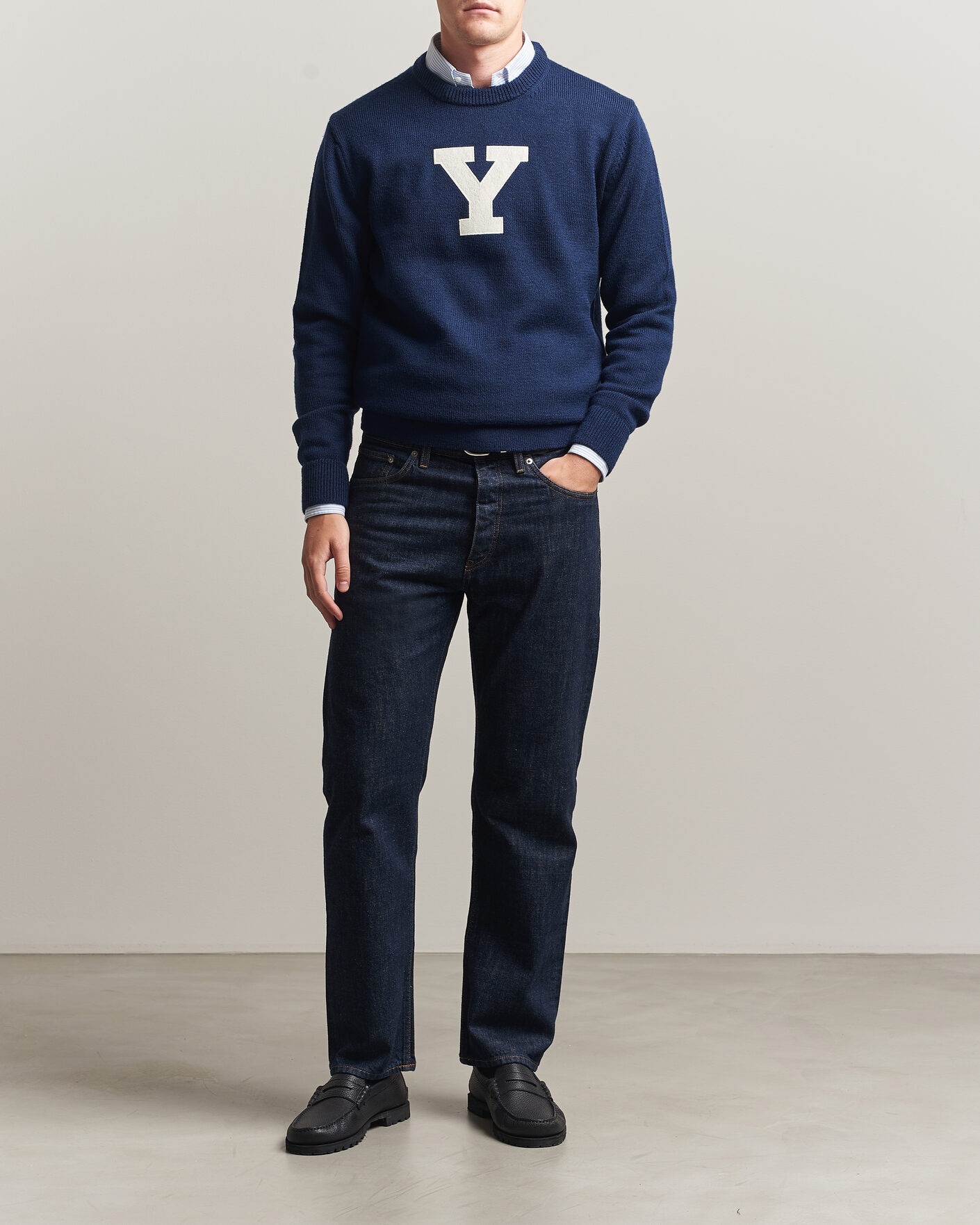 Mies | Puserot | Gant | YALE Merino Crew Neck Marine