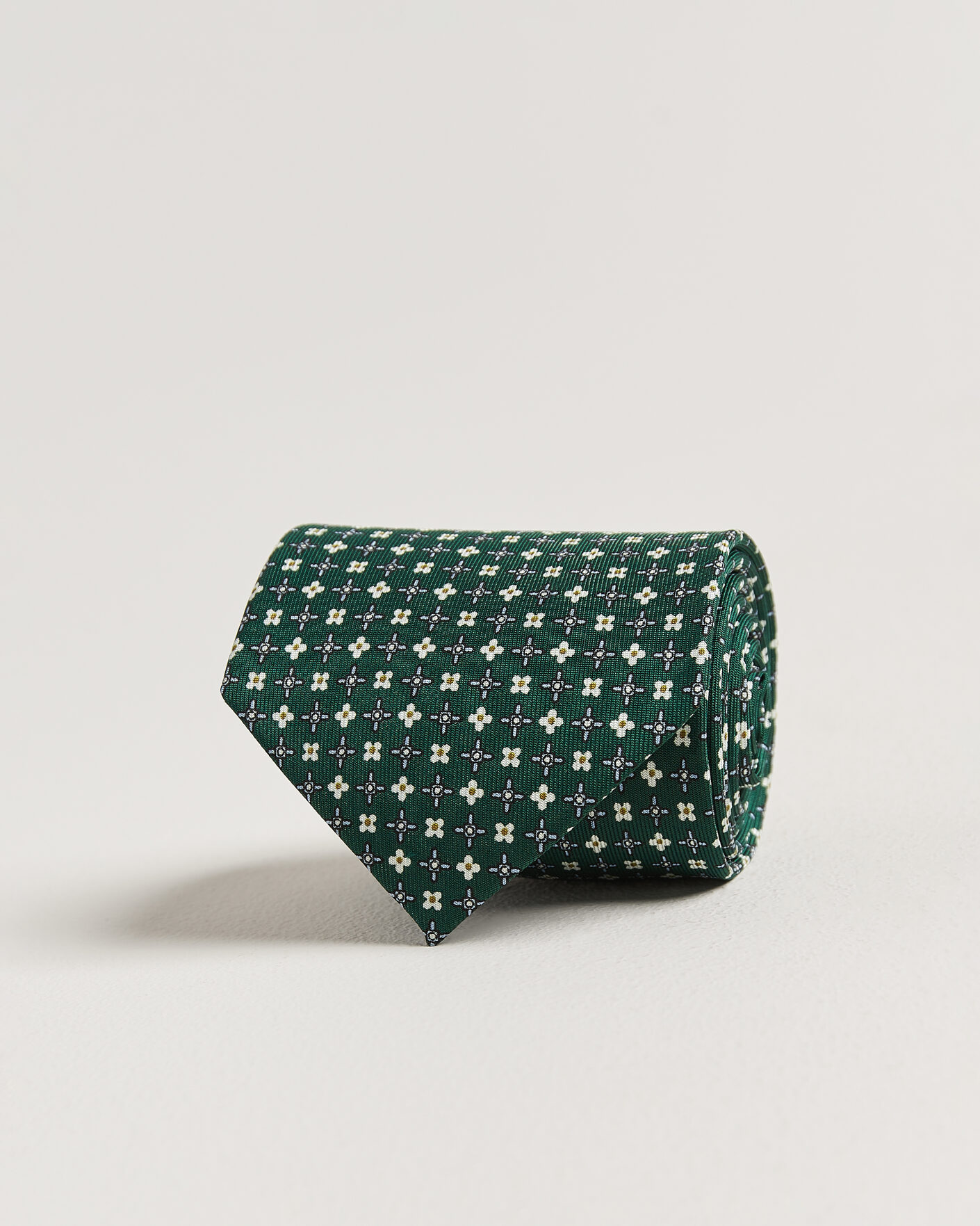 Mies | Solmiot | E. Marinella | 3-Fold Printed Silk Tie Dark Green