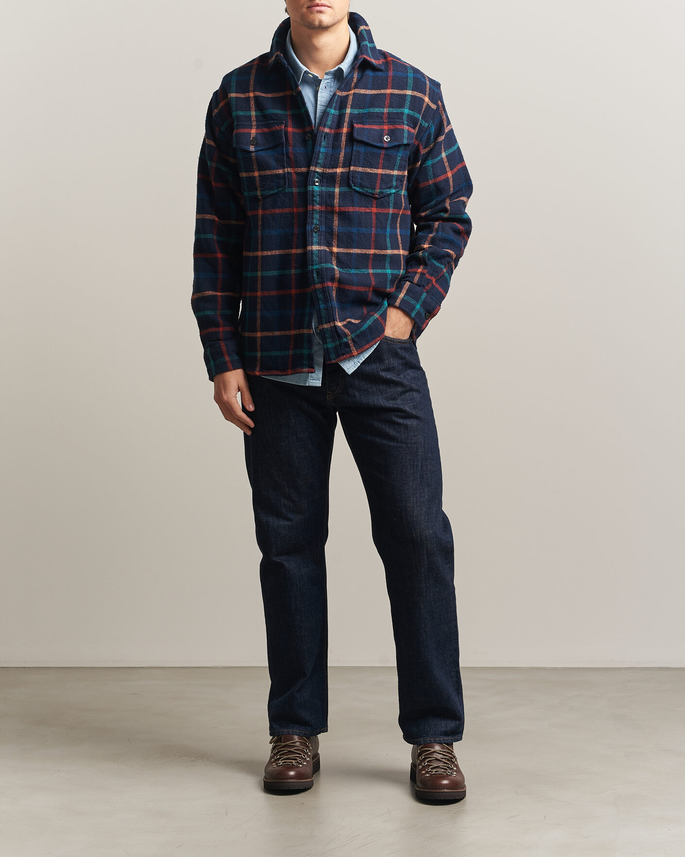 Mies | Kauluspaidat | Pendleton | Big Pocket Shirt Dark Blue Check