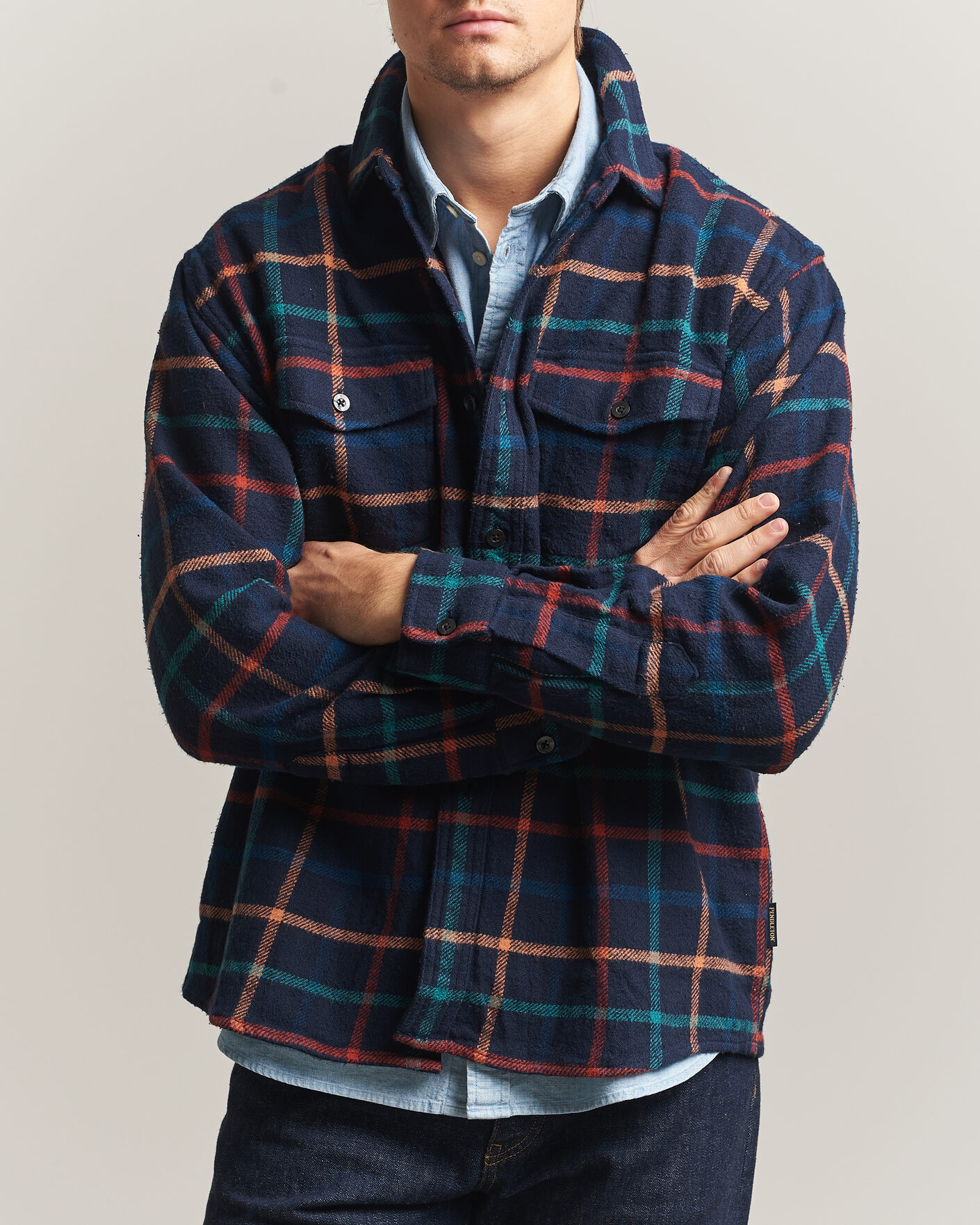 Mies | Kauluspaidat | Pendleton | Big Pocket Shirt Dark Blue Check