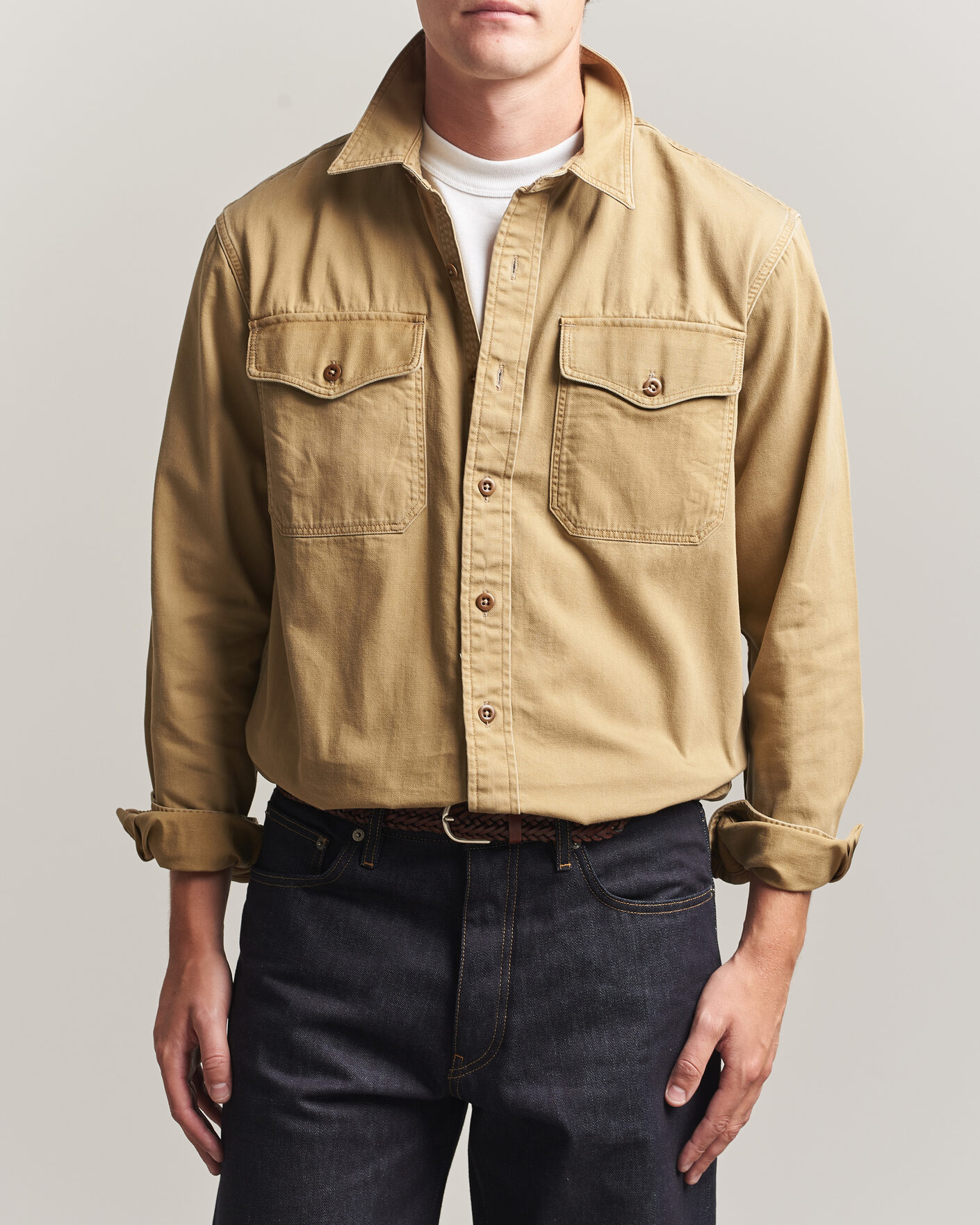 Mies | Kauluspaidat | RRL | Officers Shirt Faded Tan