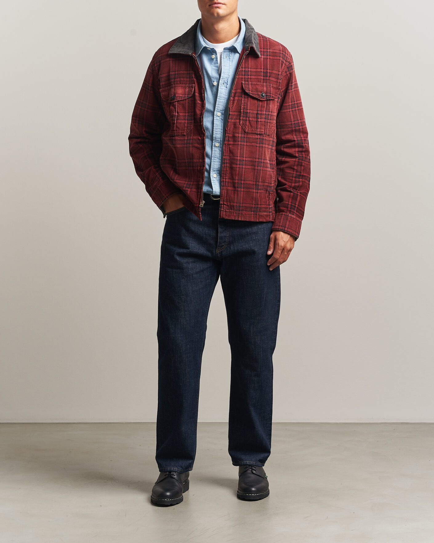 Mies | Takit | RRL | Corduroy Zip Shirt Jacket Red/Black