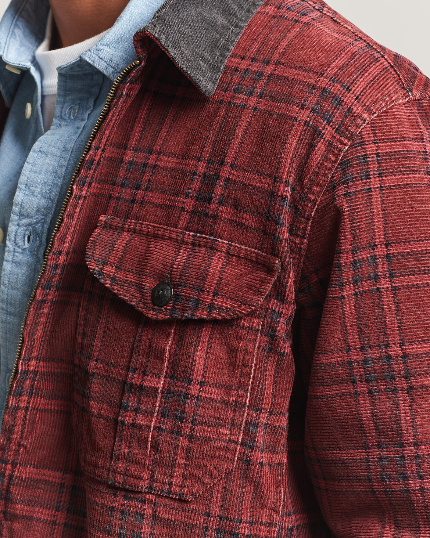 Mies | Takit | RRL | Corduroy Zip Shirt Jacket Red/Black