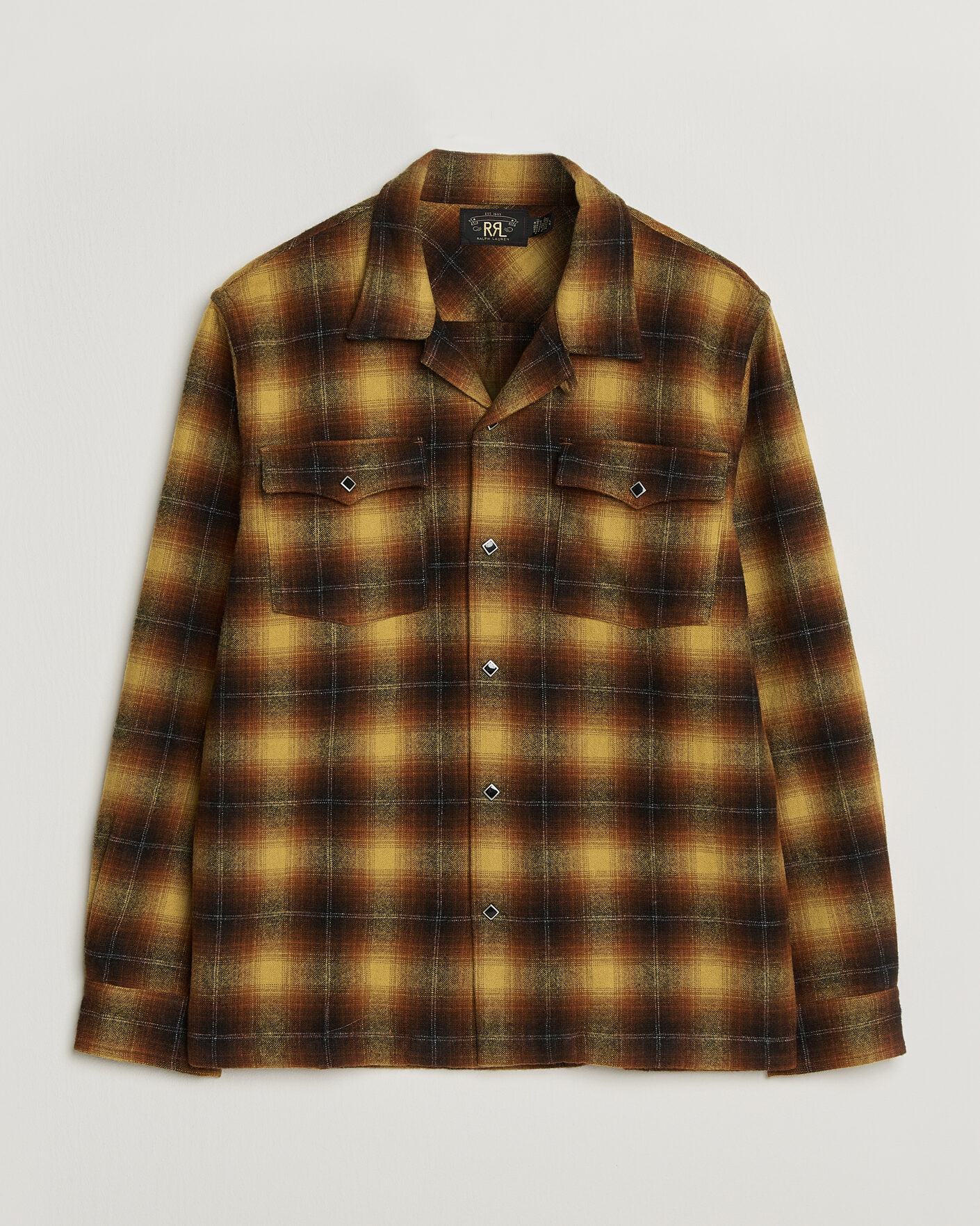Mies | Kauluspaidat | RRL | Jesse Plaid Camp Shirt Orange/Yellow