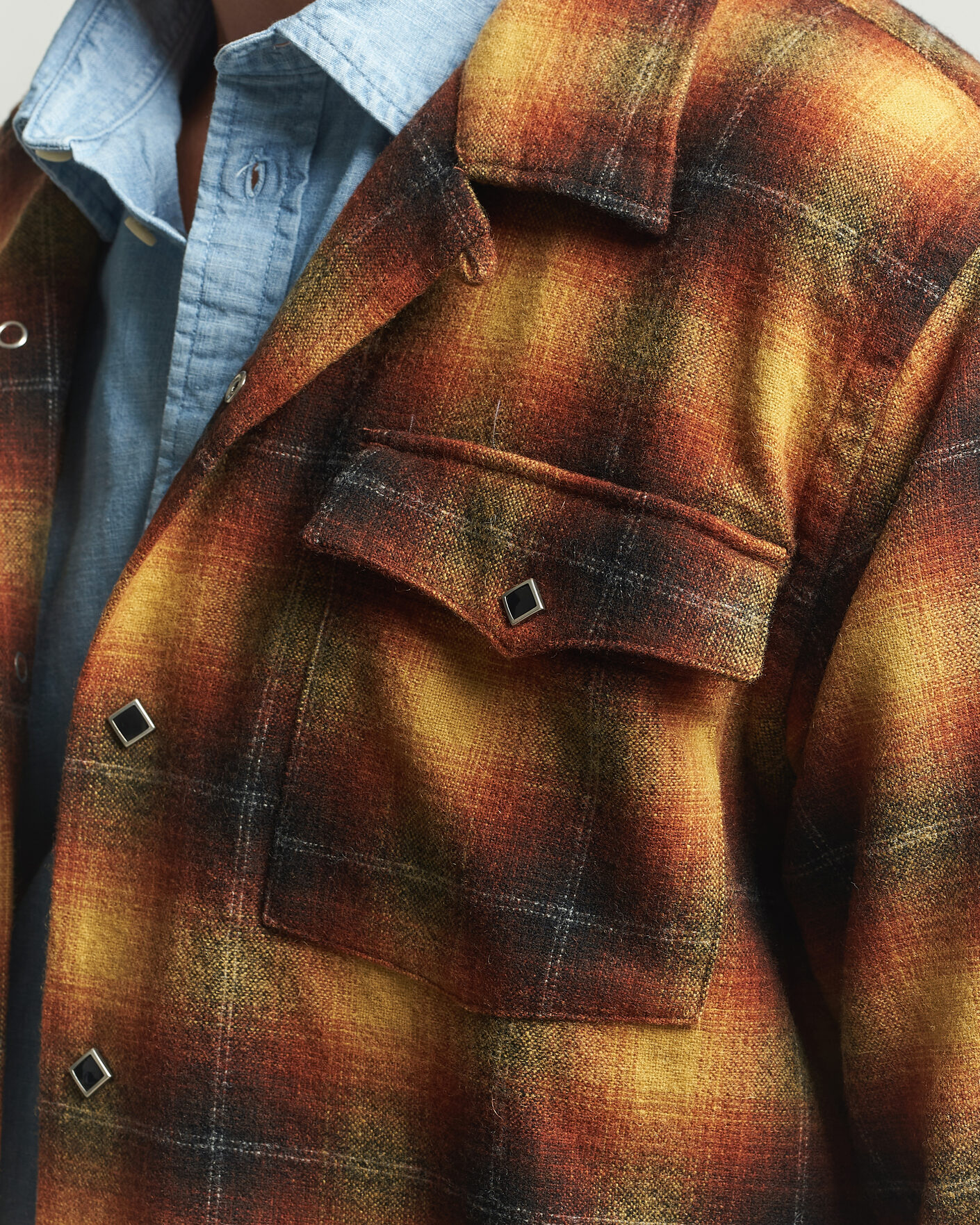 Mies | Kauluspaidat | RRL | Jesse Plaid Camp Shirt Orange/Yellow