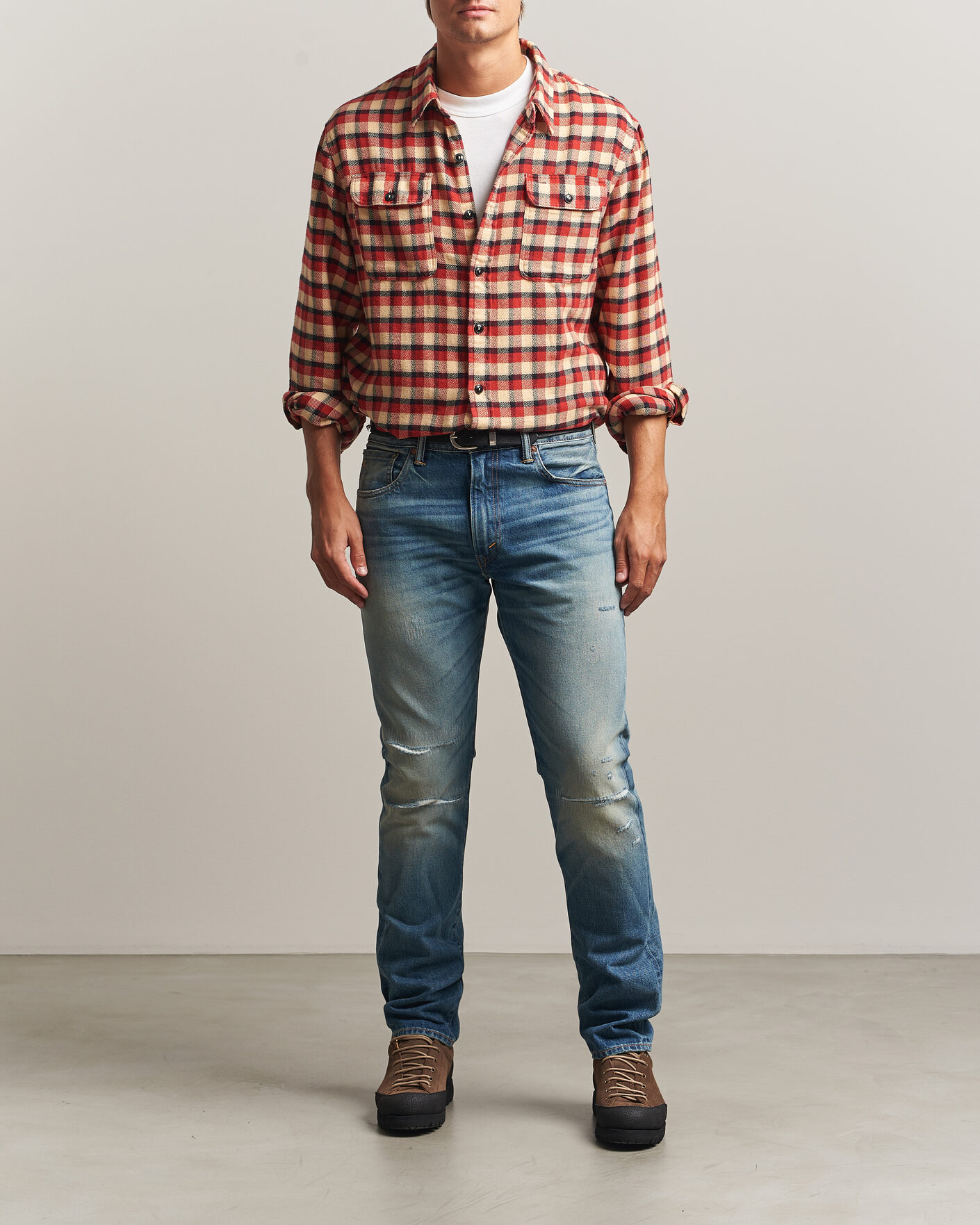 Mies | Kauluspaidat | RRL | Plaid Flannel Shirt Red/Cream