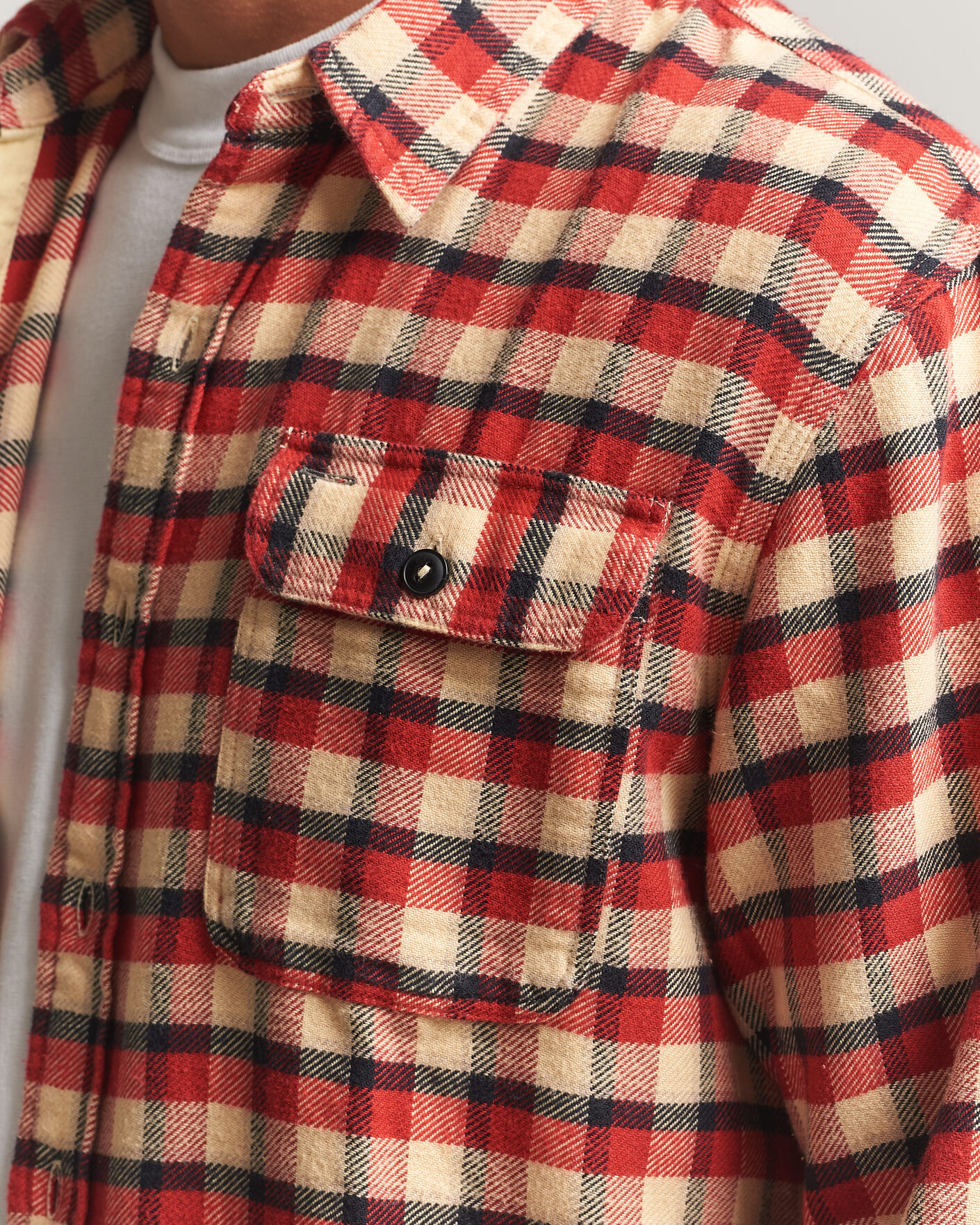 Mies | Kauluspaidat | RRL | Plaid Flannel Shirt Red/Cream