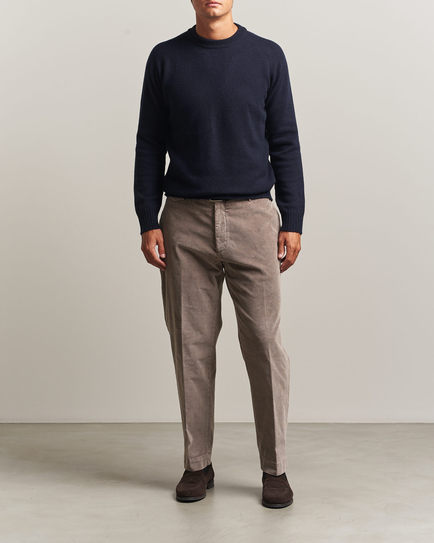 Mies | Puserot | Altea | Wool/Cashmere Crew Neck Pullover Navy