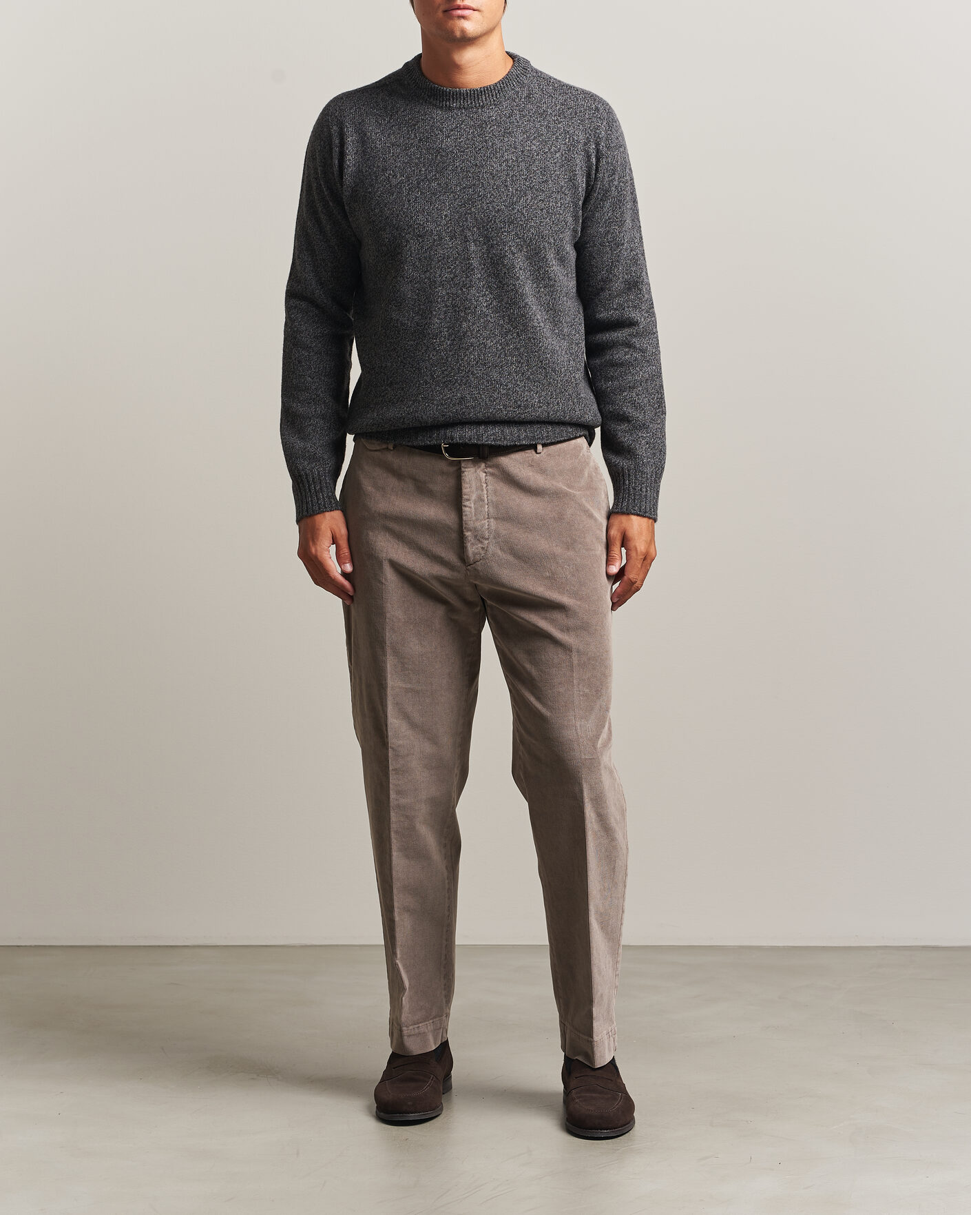 Mies | Puserot | Altea | Wool/Cashmere Crew Neck Pullover Charcoal Melange