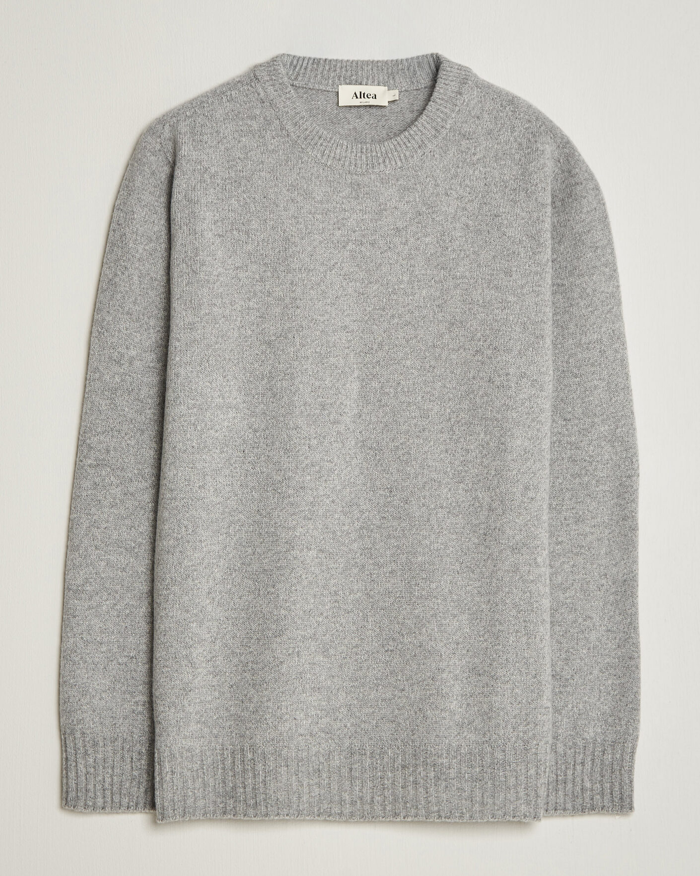 Mies | Puserot | Altea | Wool/Cashmere Crew Neck Pullover Light Grey