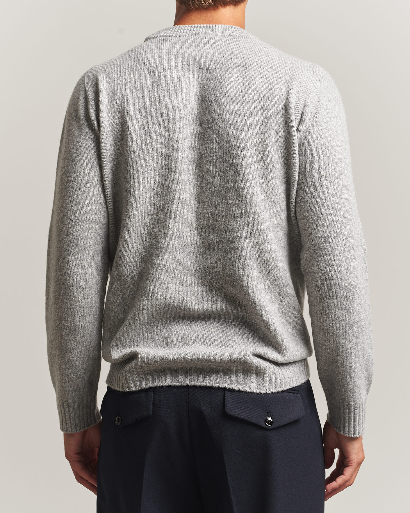 Mies | Puserot | Altea | Wool/Cashmere Crew Neck Pullover Light Grey