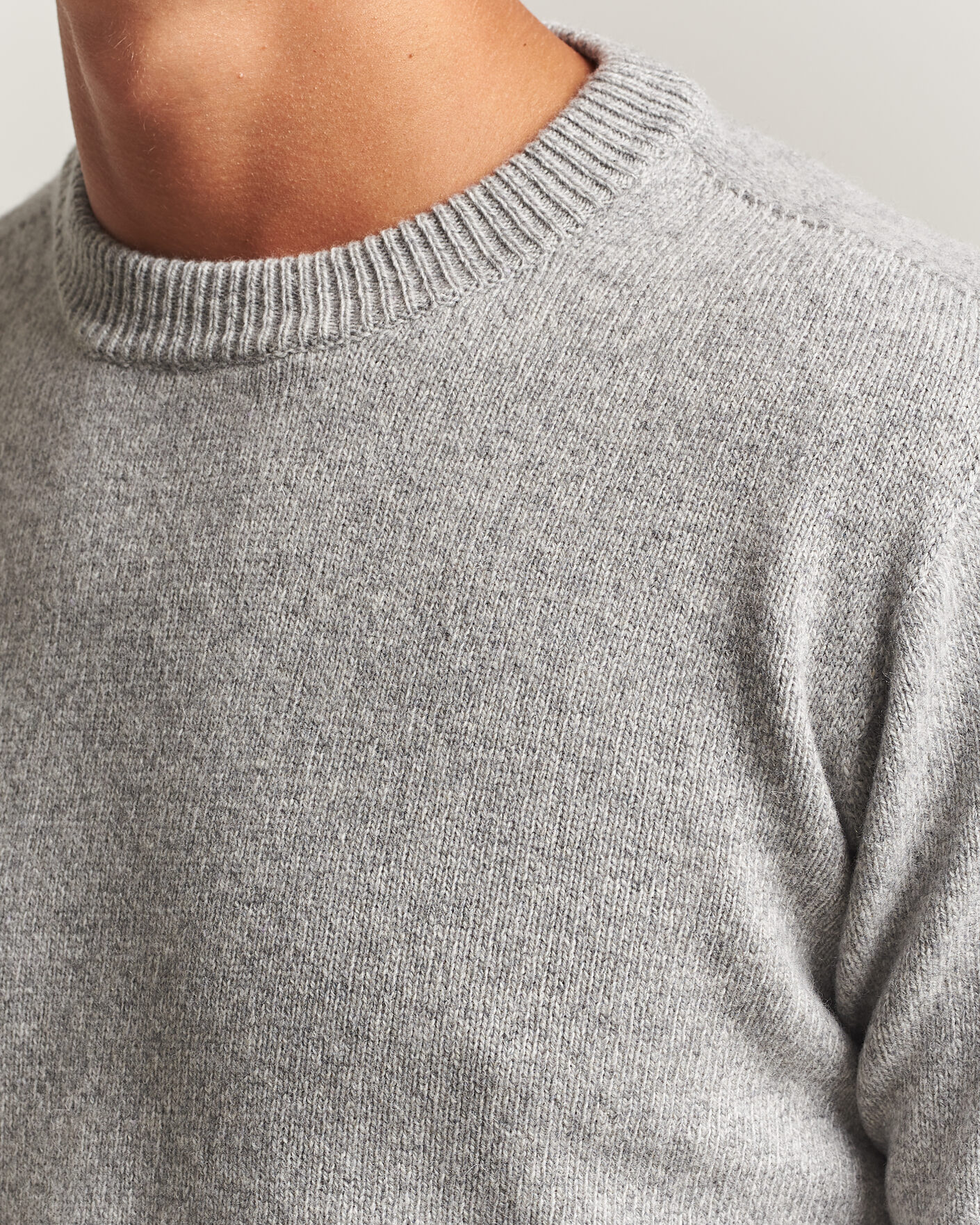 Mies | Puserot | Altea | Wool/Cashmere Crew Neck Pullover Light Grey
