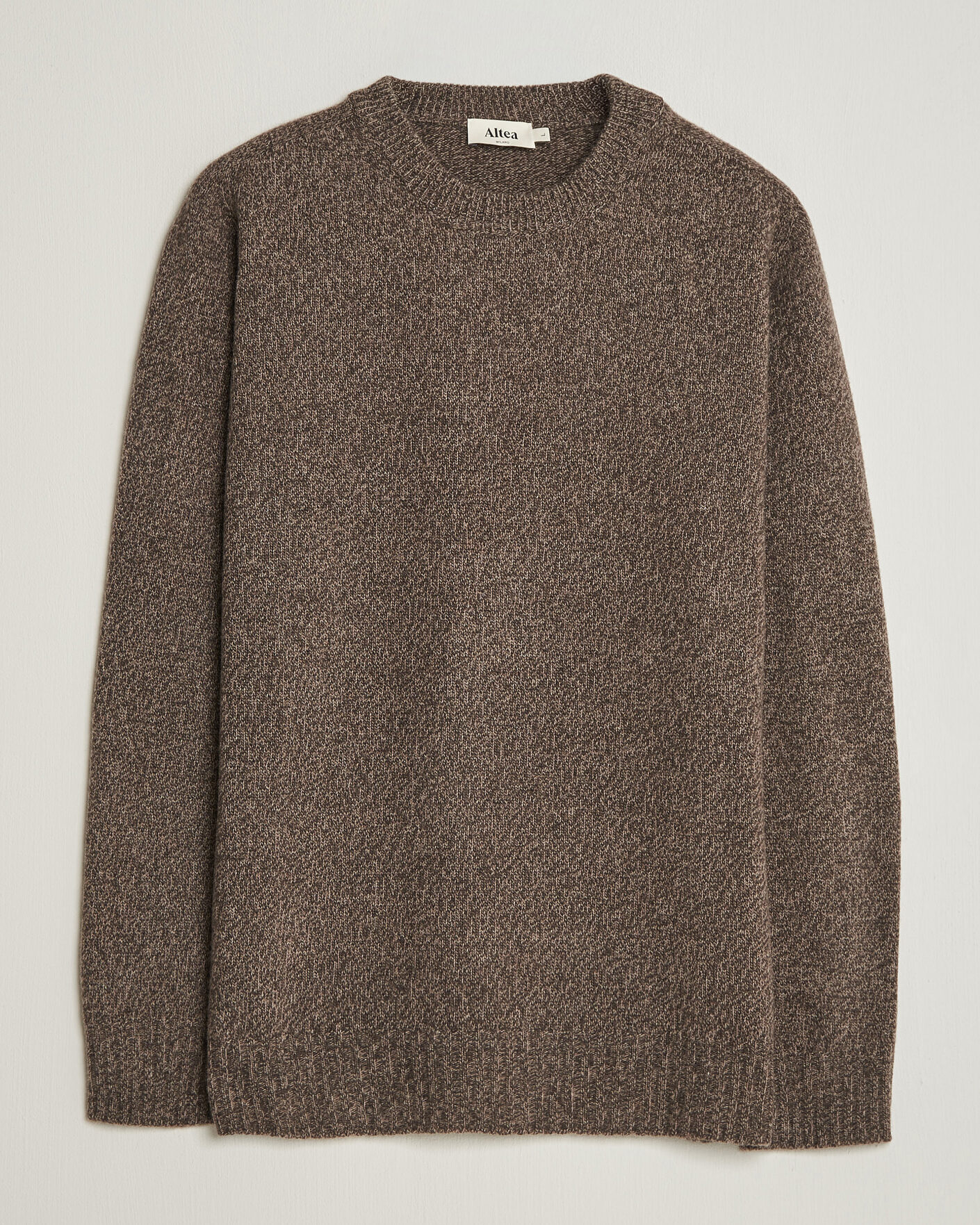 Mies | Puserot | Altea | Wool/Cashmere Crew Neck Pullover Brown Melange