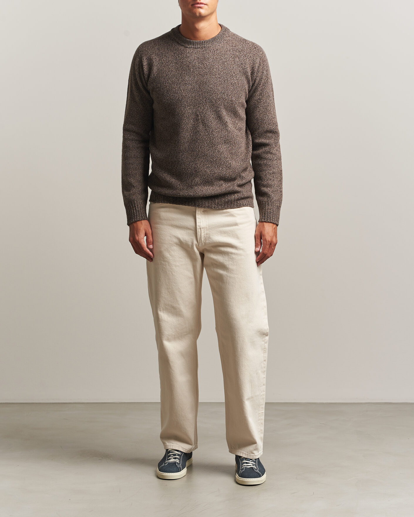Mies | Puserot | Altea | Wool/Cashmere Crew Neck Pullover Brown Melange