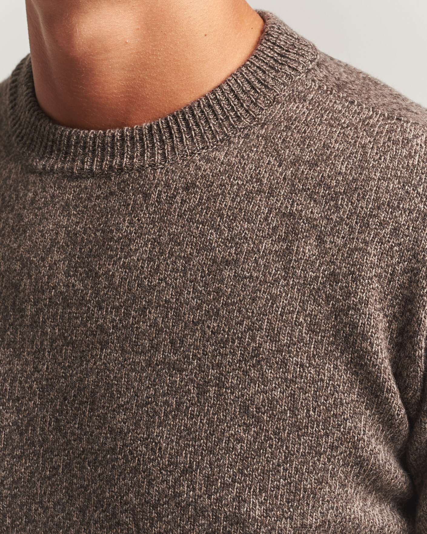 Mies | Puserot | Altea | Wool/Cashmere Crew Neck Pullover Brown Melange