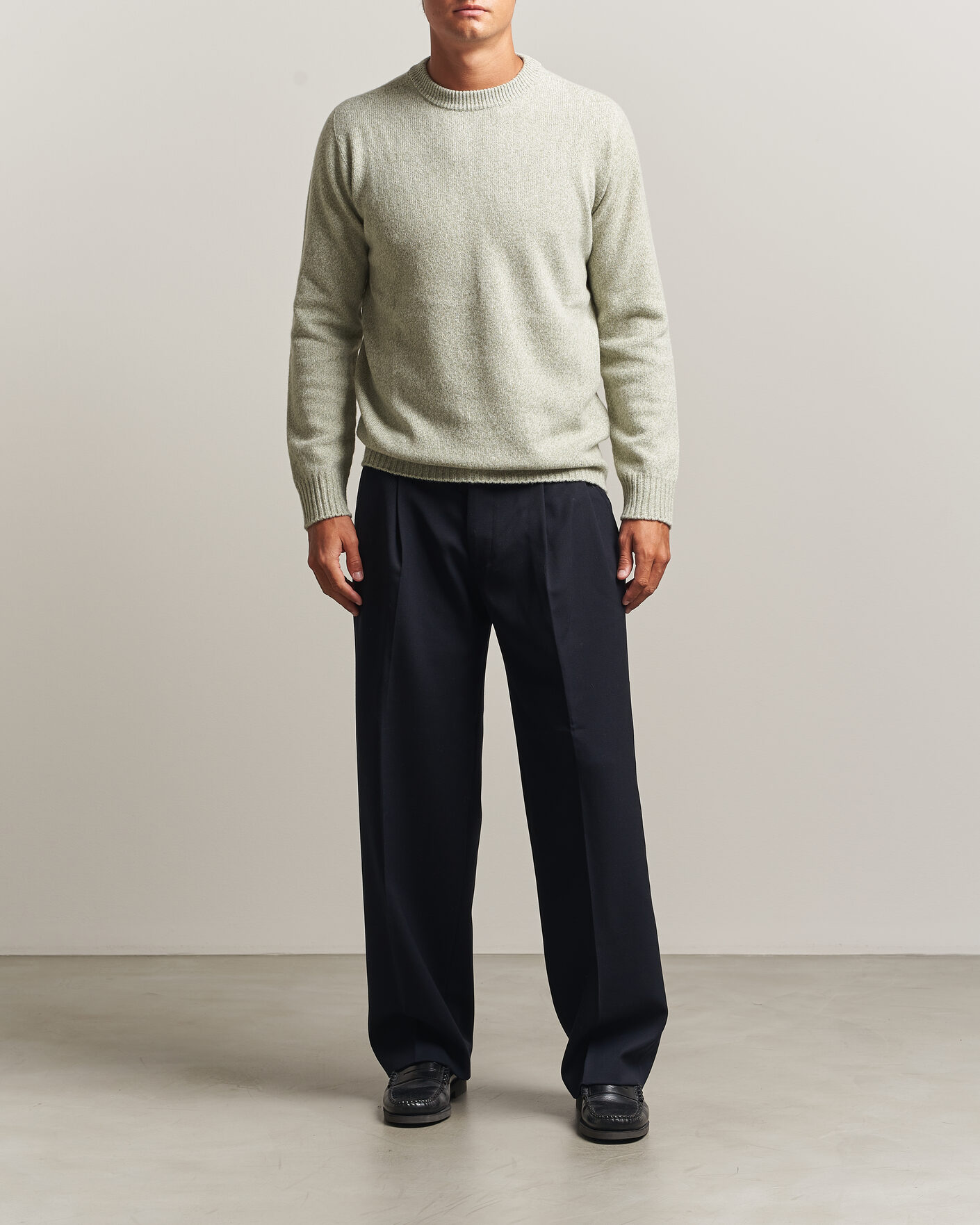 Mies | Puserot | Altea | Wool/Cashmere Crew Neck Pullover Mint Green