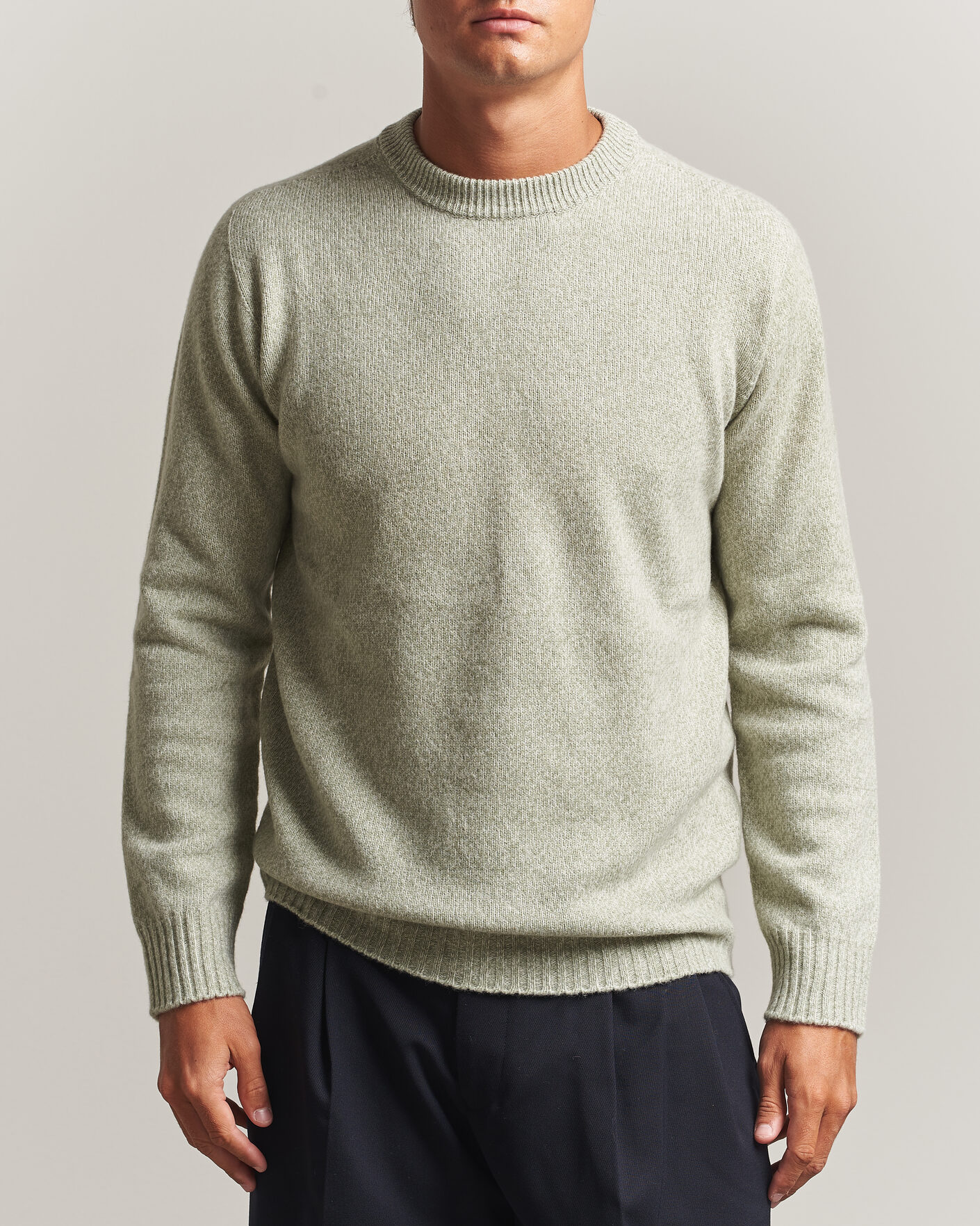 Mies | Puserot | Altea | Wool/Cashmere Crew Neck Pullover Mint Green
