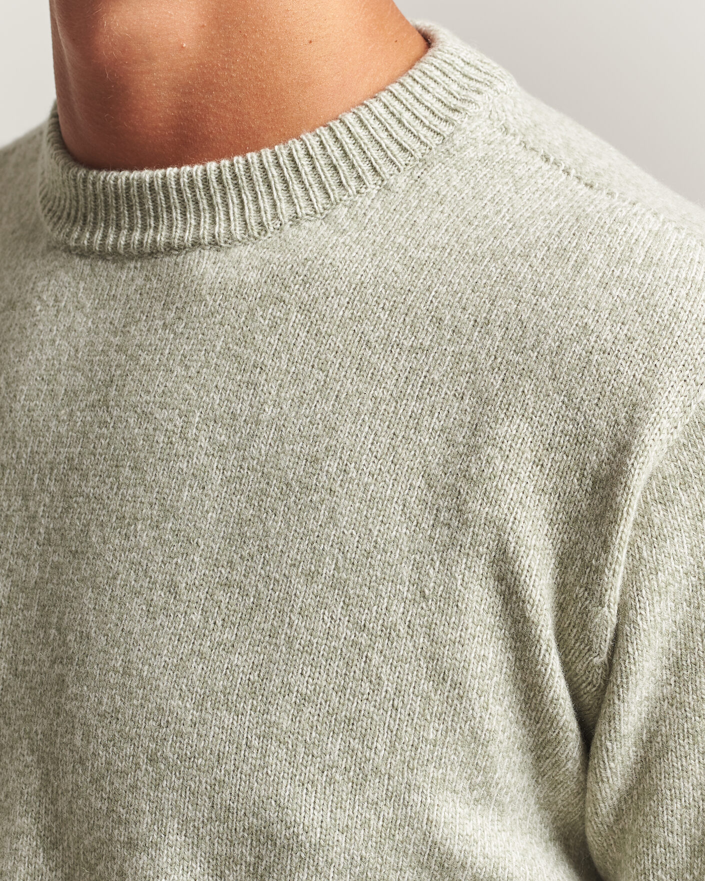 Mies | Puserot | Altea | Wool/Cashmere Crew Neck Pullover Mint Green