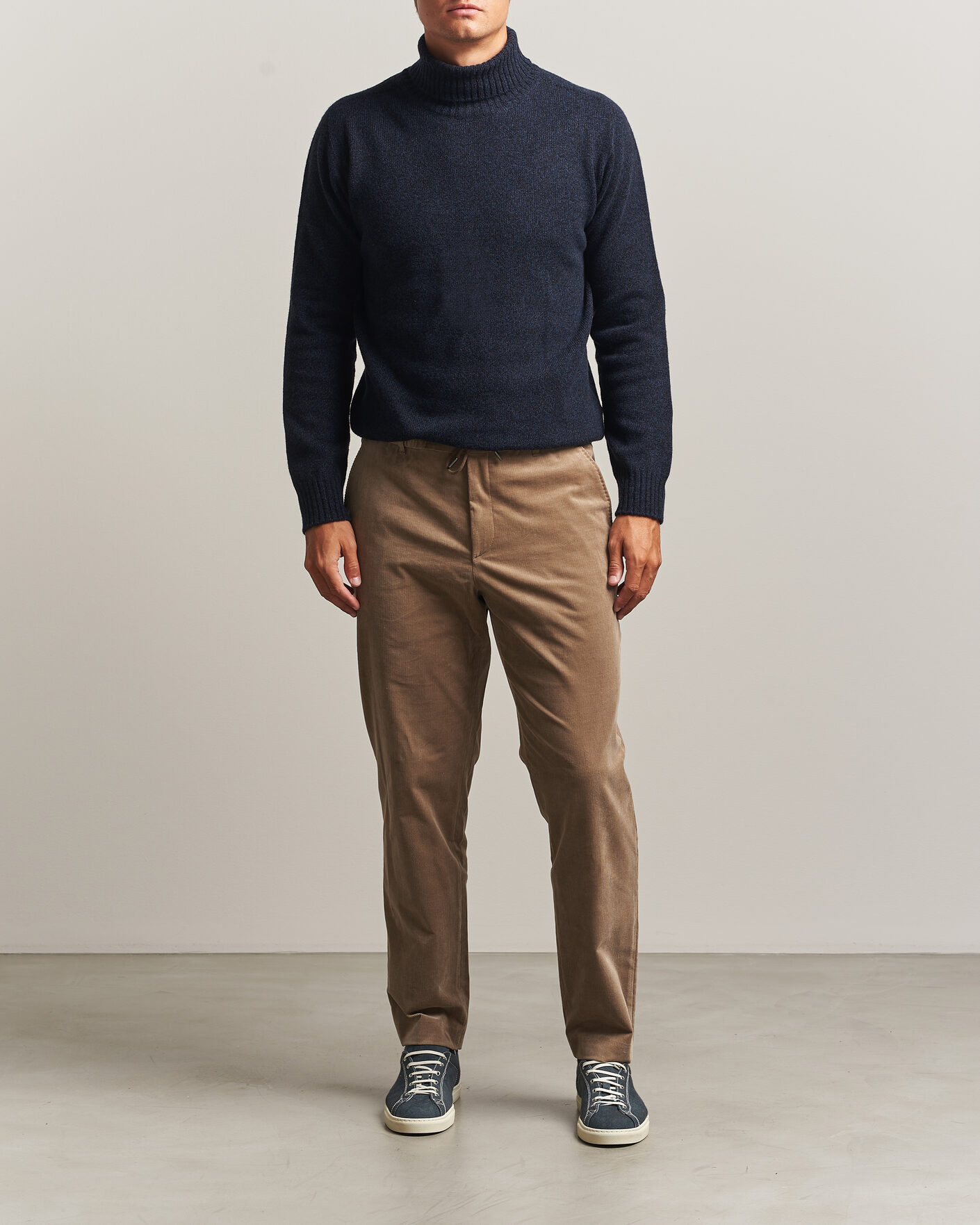 Mies | Puserot | Altea | Wool/Cashmere Rollneck Navy Melange