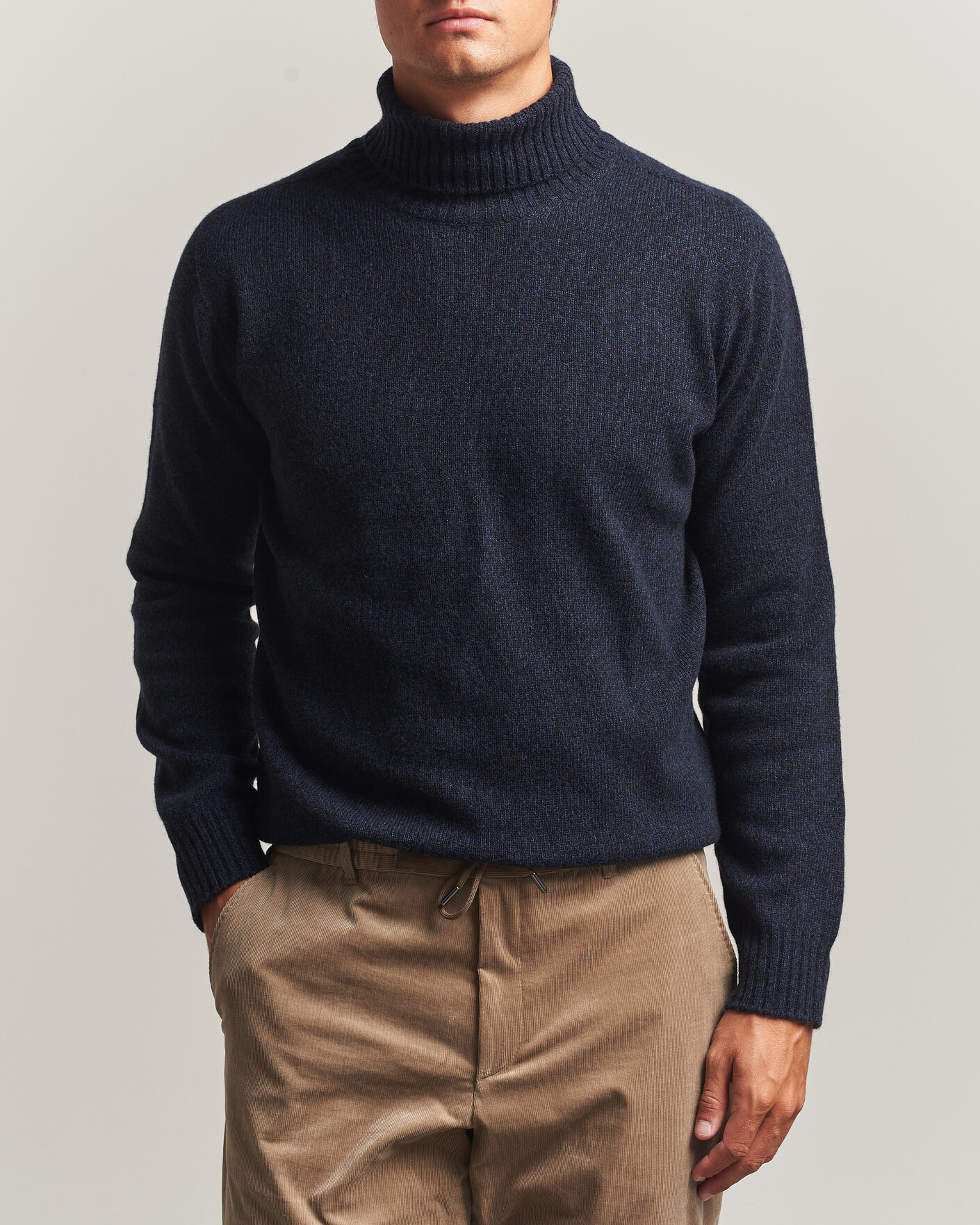 Mies | Puserot | Altea | Wool/Cashmere Rollneck Navy Melange