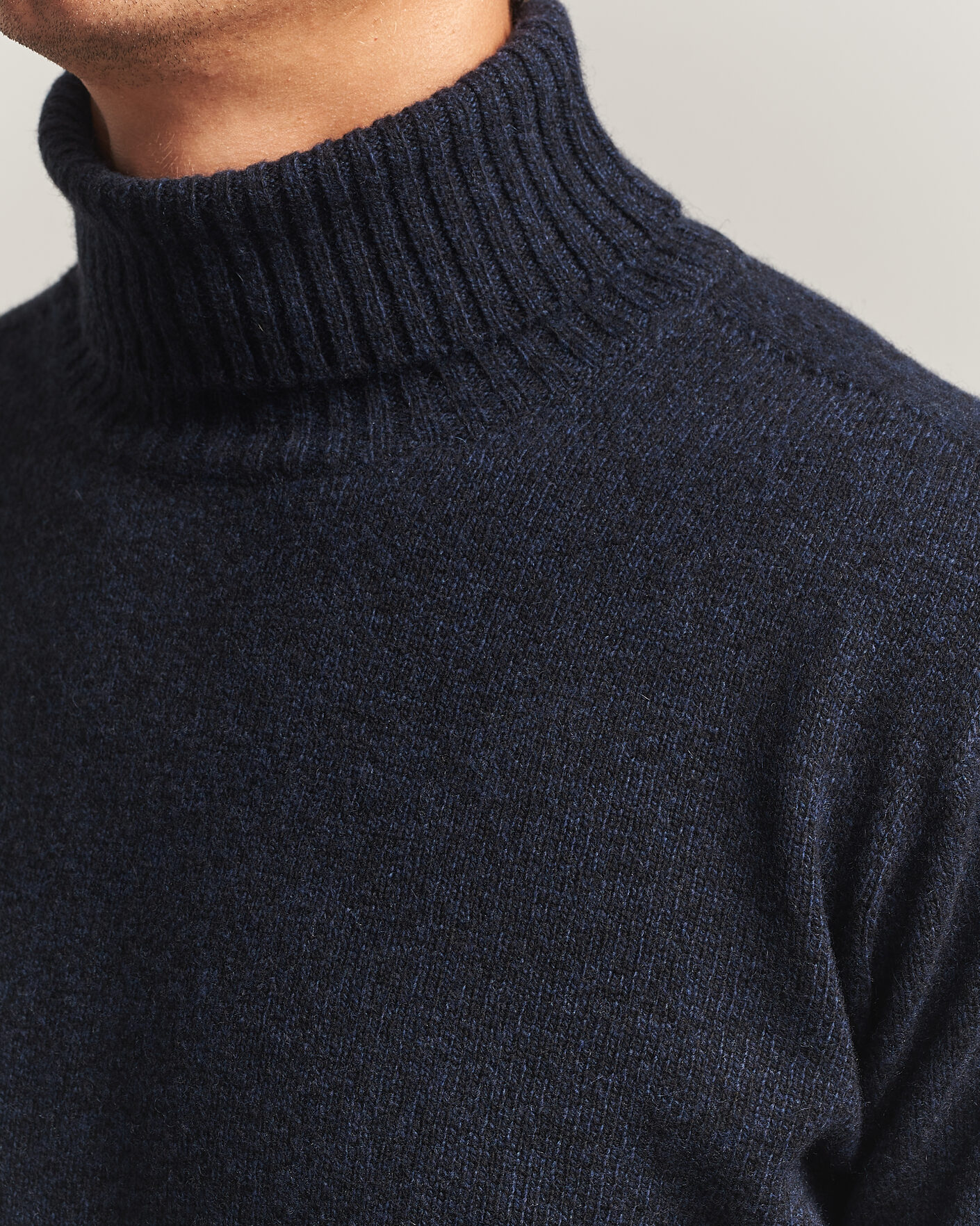 Mies | Puserot | Altea | Wool/Cashmere Rollneck Navy Melange