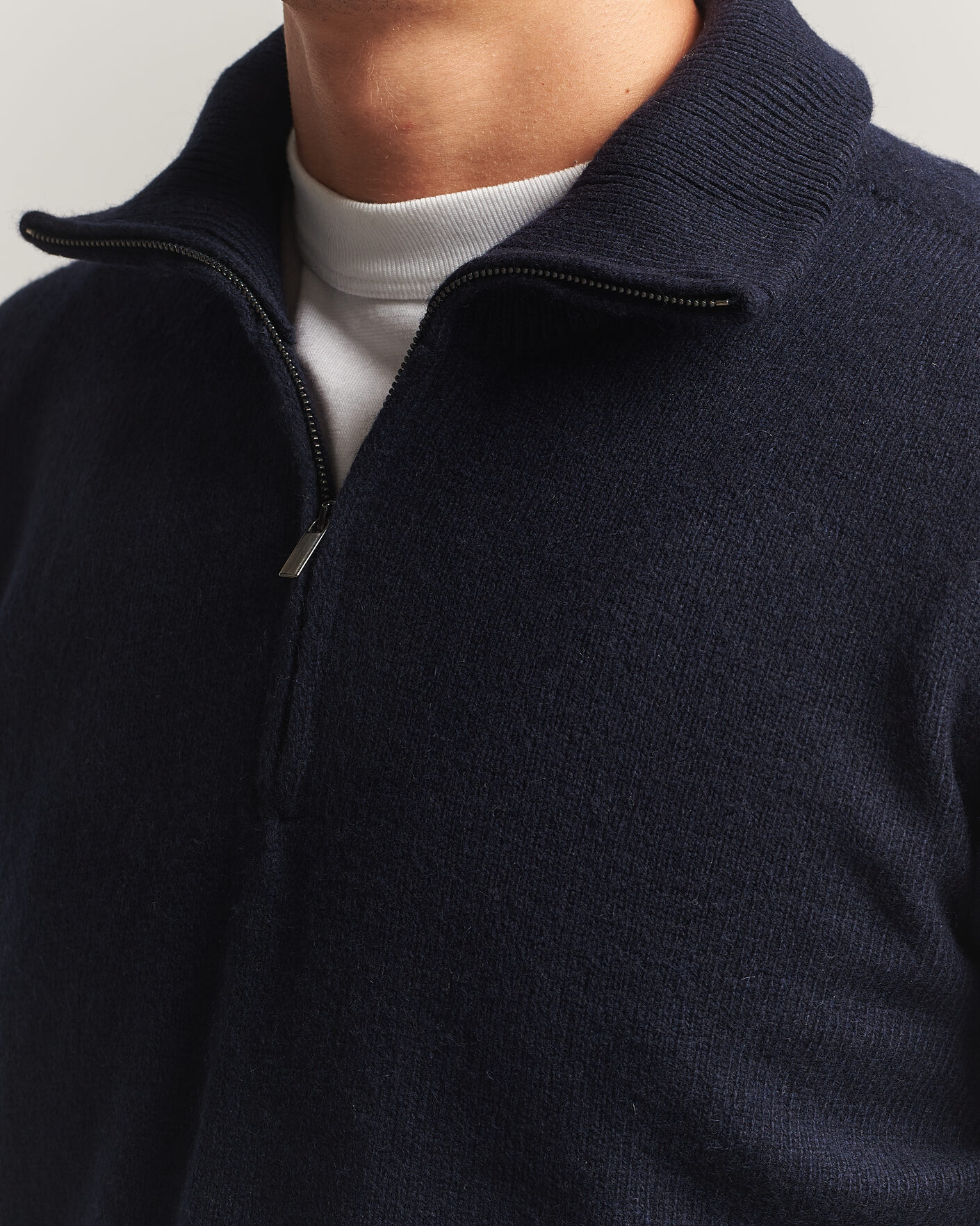 Mies | Puserot | Altea | Wool/Cashmere Half Zip Navy