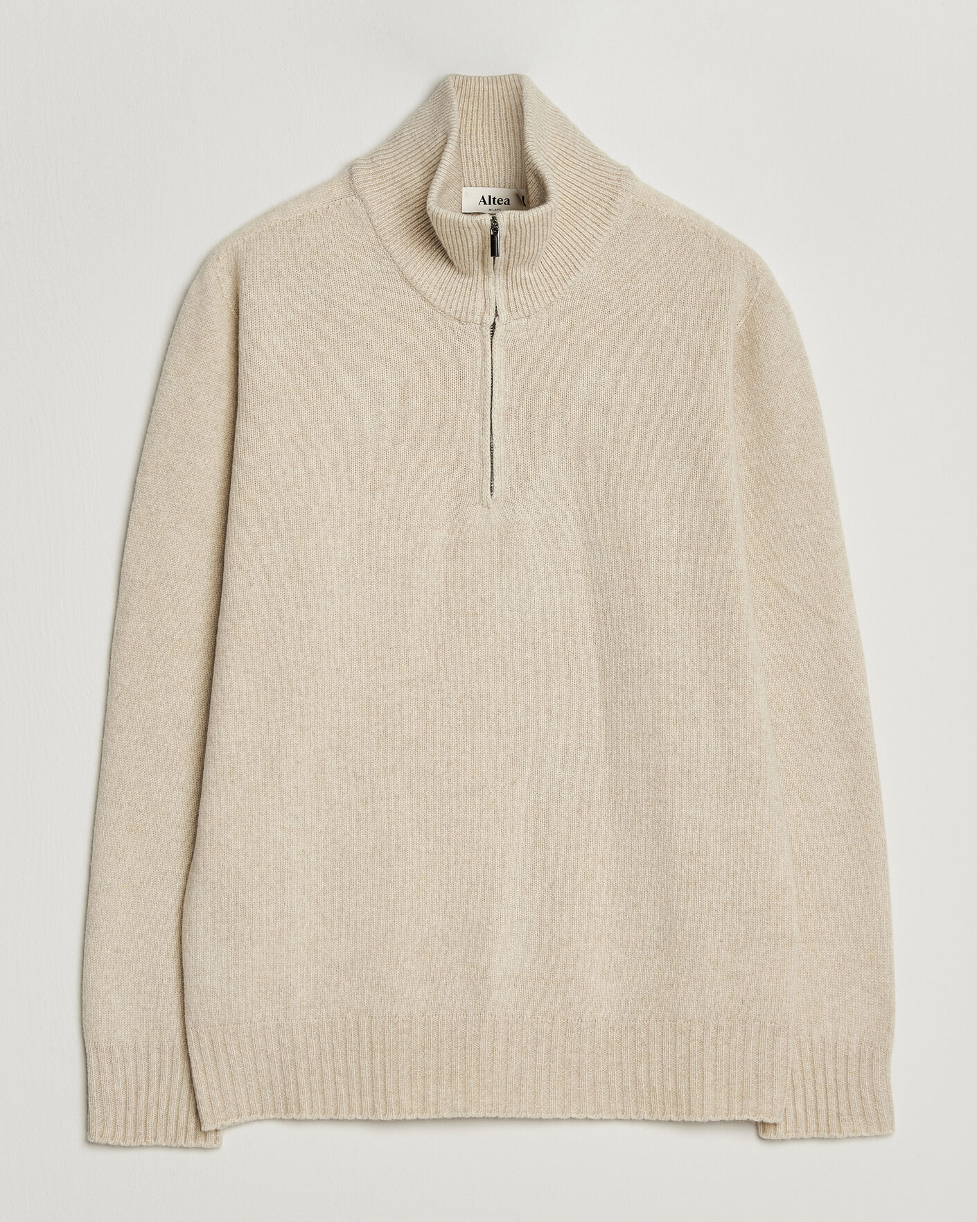 Mies | Puserot | Altea | Wool/Cashmere Half Zip Beige