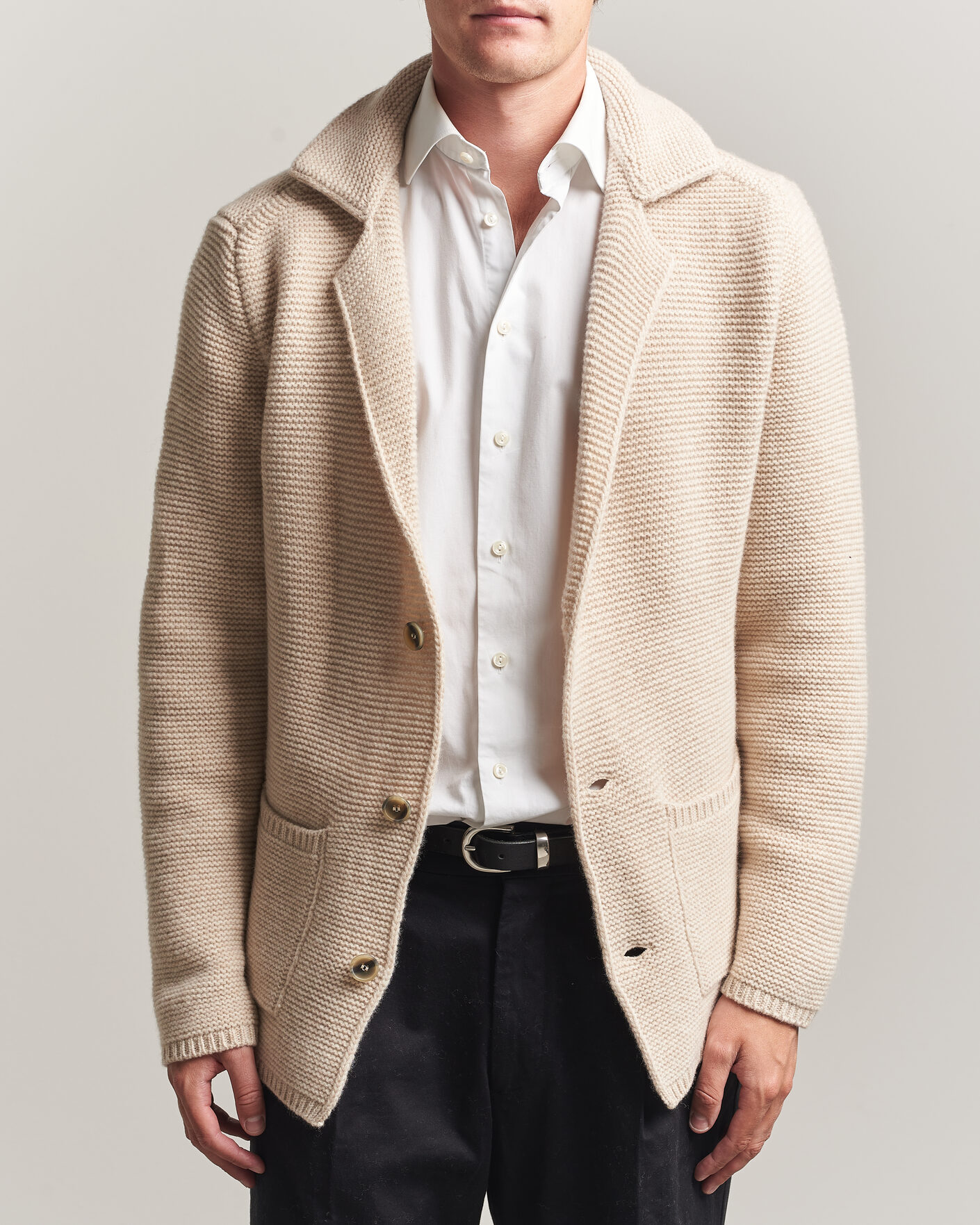 Mies | Puserot | Altea | Wool Cardigan Jacket Beige
