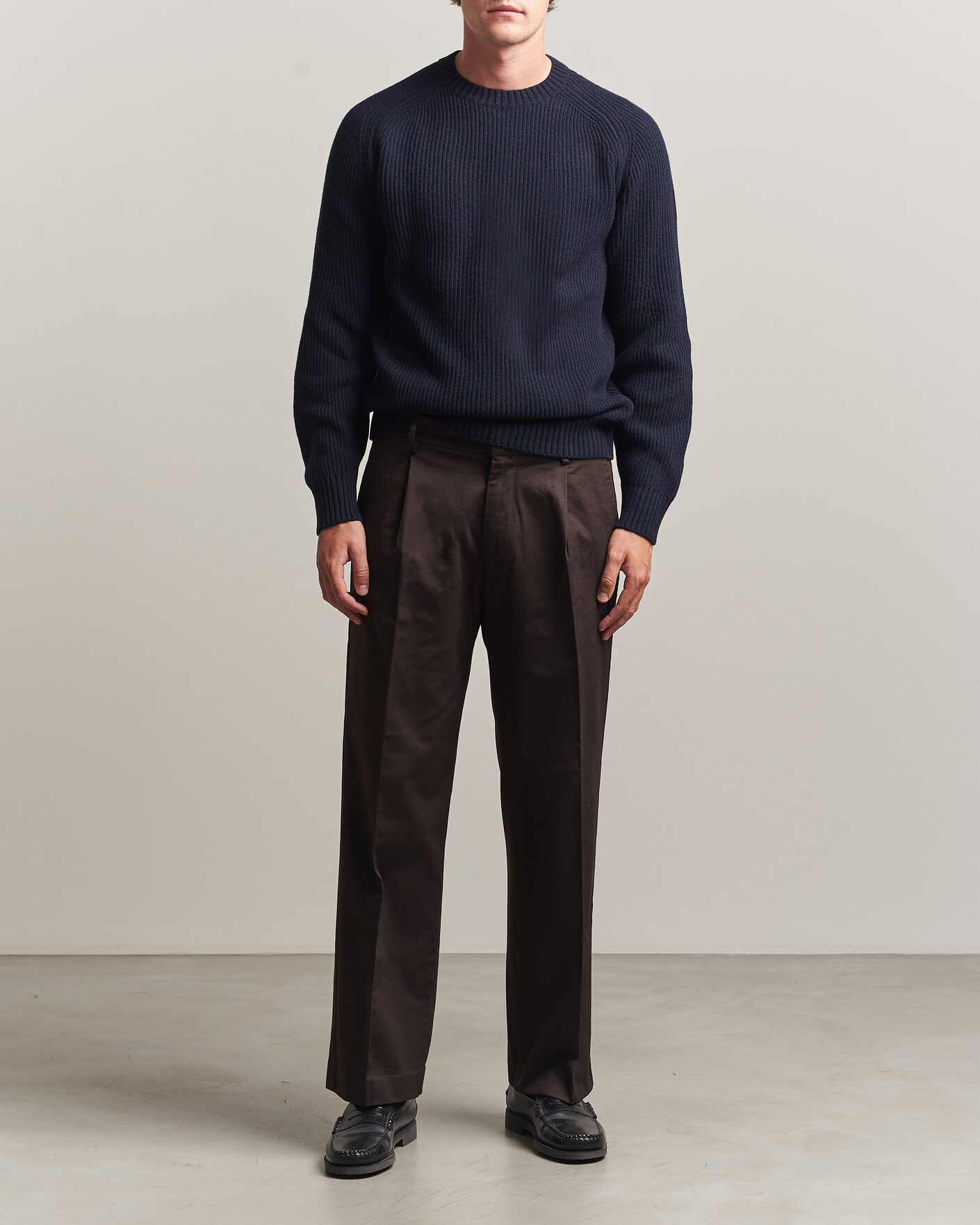 Mies | Puserot | Altea | Rib Wool Crew Neck Navy