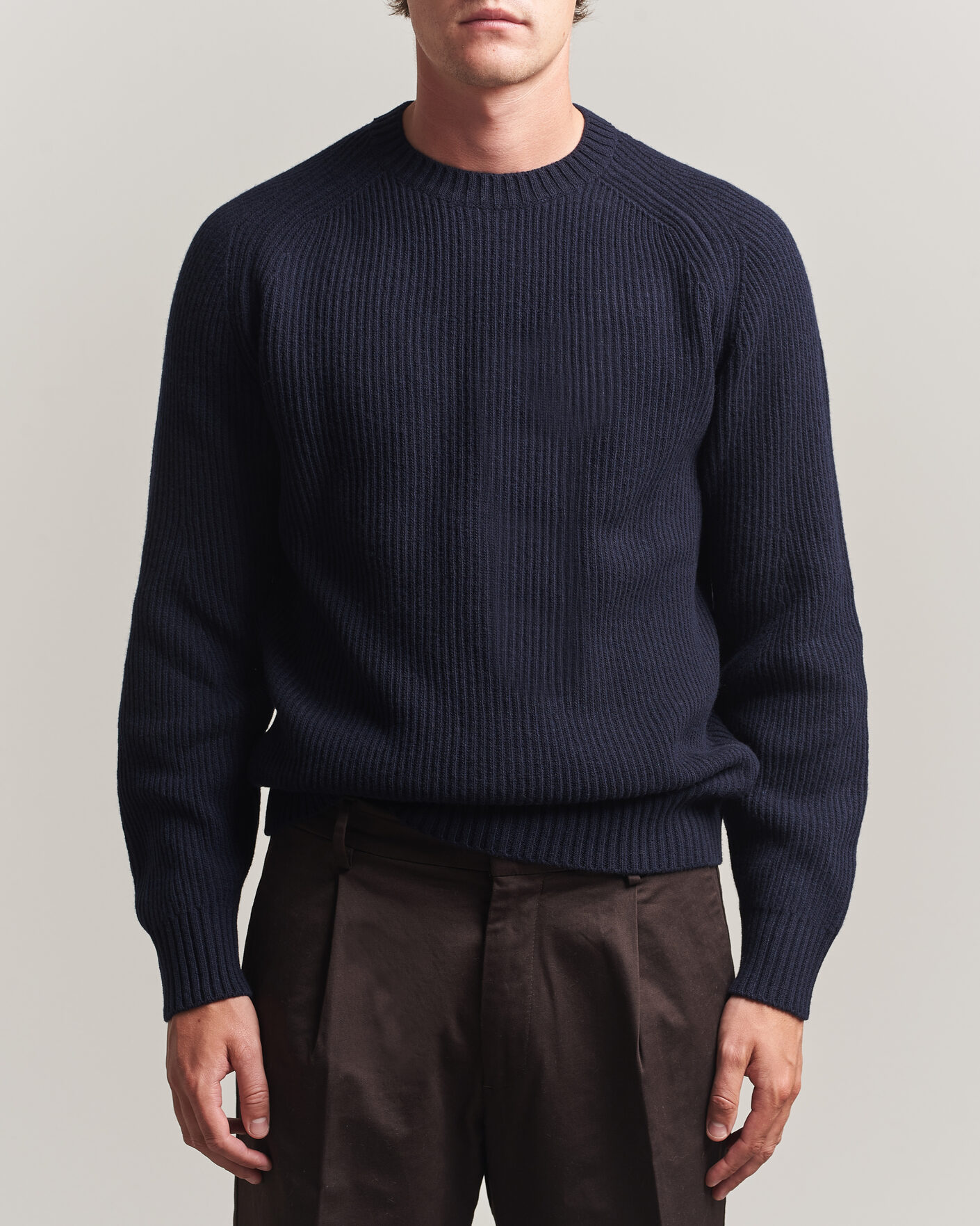 Mies | Puserot | Altea | Rib Wool Crew Neck Navy
