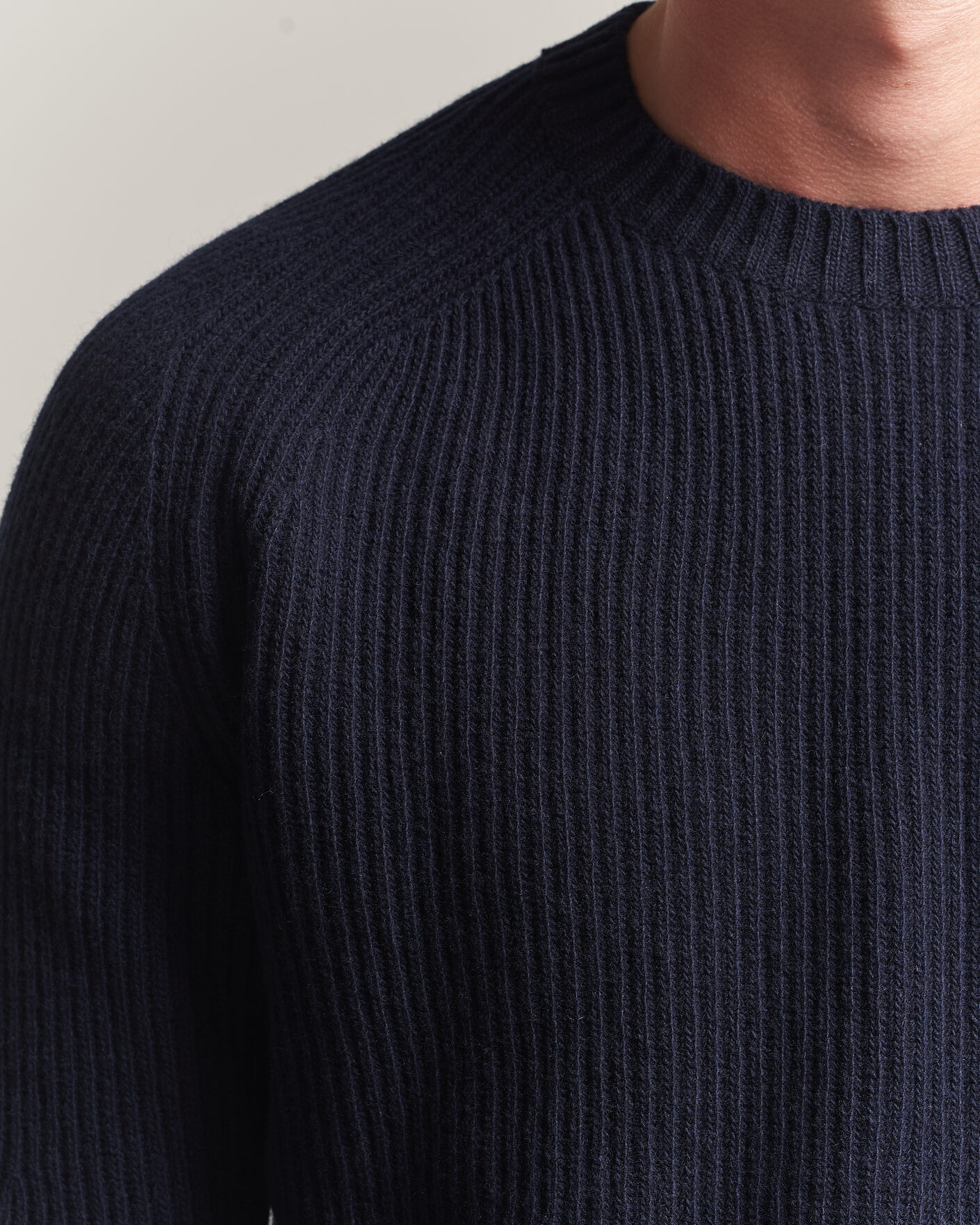 Mies | Puserot | Altea | Rib Wool Crew Neck Navy