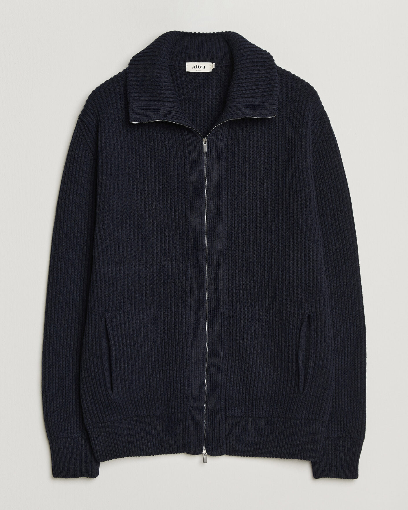 Mies | Puserot | Altea | Rib Wool Bomber Cardigan Navy