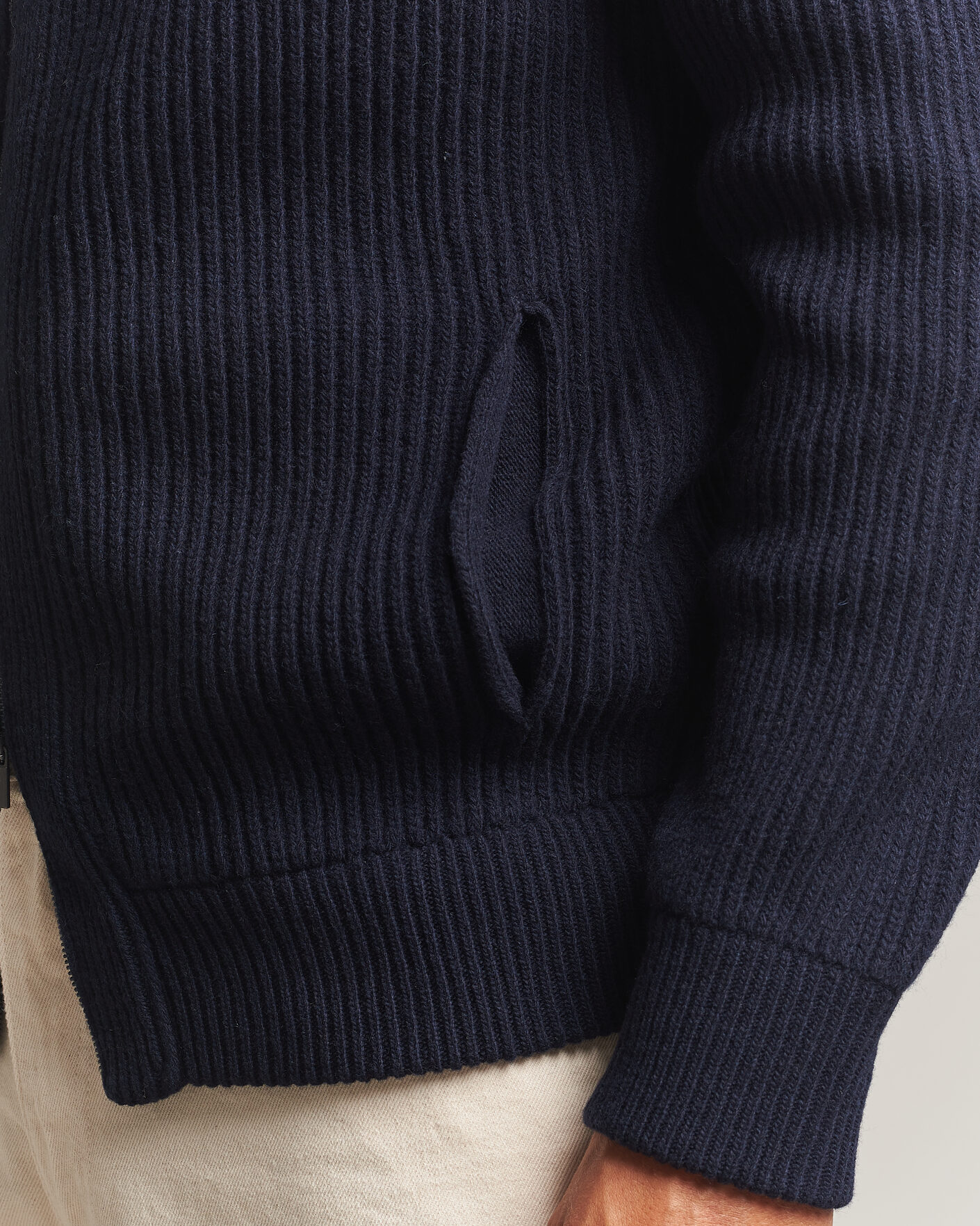 Mies | Puserot | Altea | Rib Wool Bomber Cardigan Navy