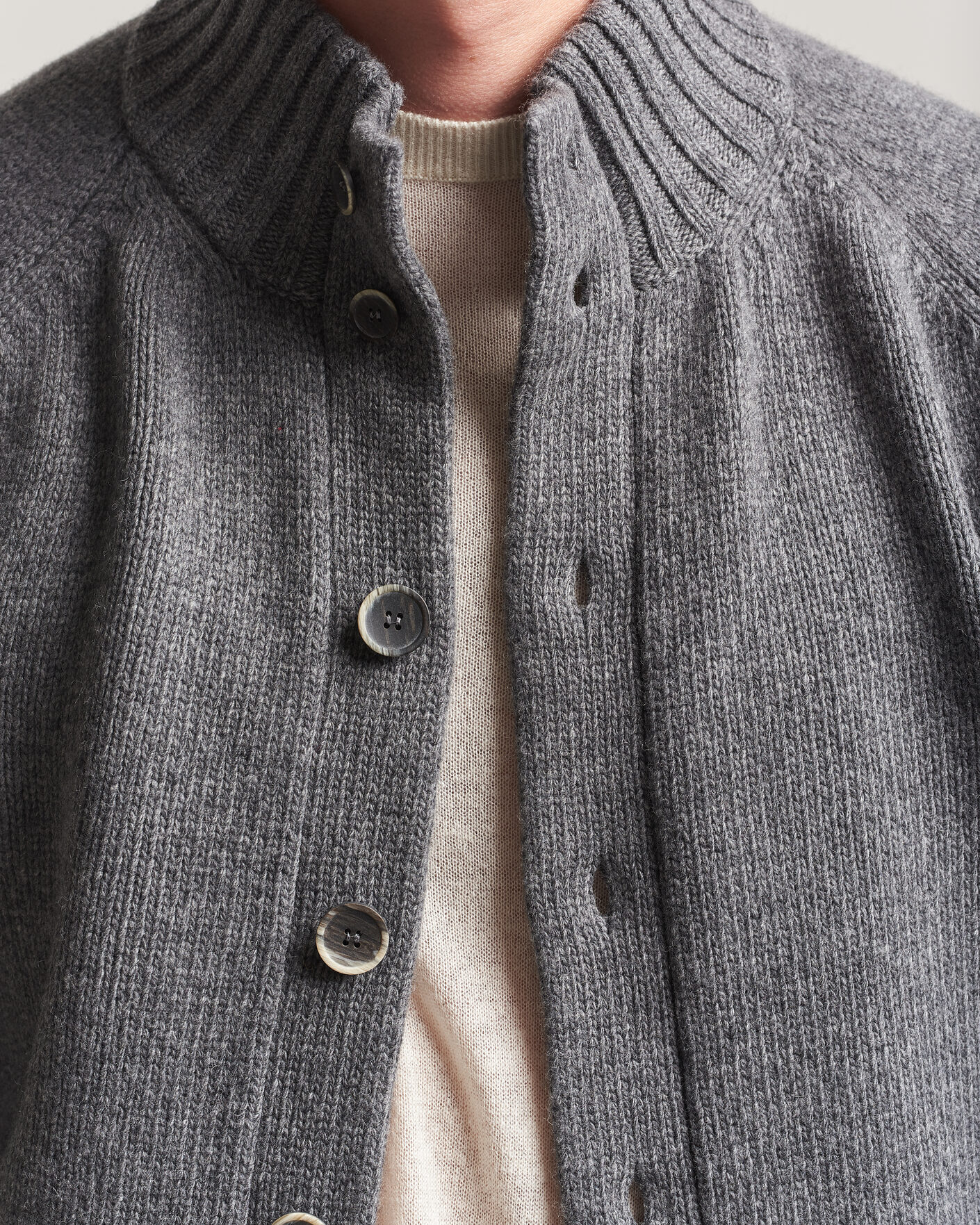 Mies | Puserot | Altea | Raglan Sleeve Buttoned Cardigan Grey Melange