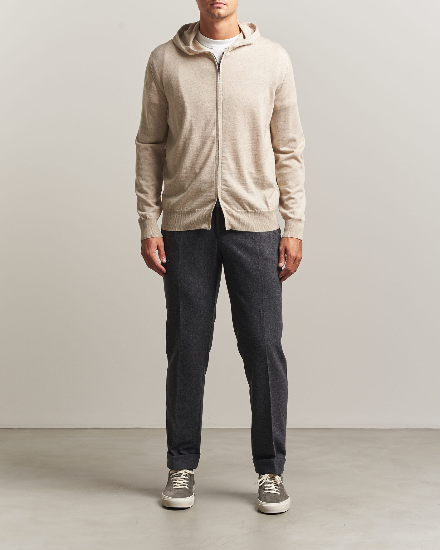 Mies | Puserot | Altea | Merino Wool Cardigan Beige