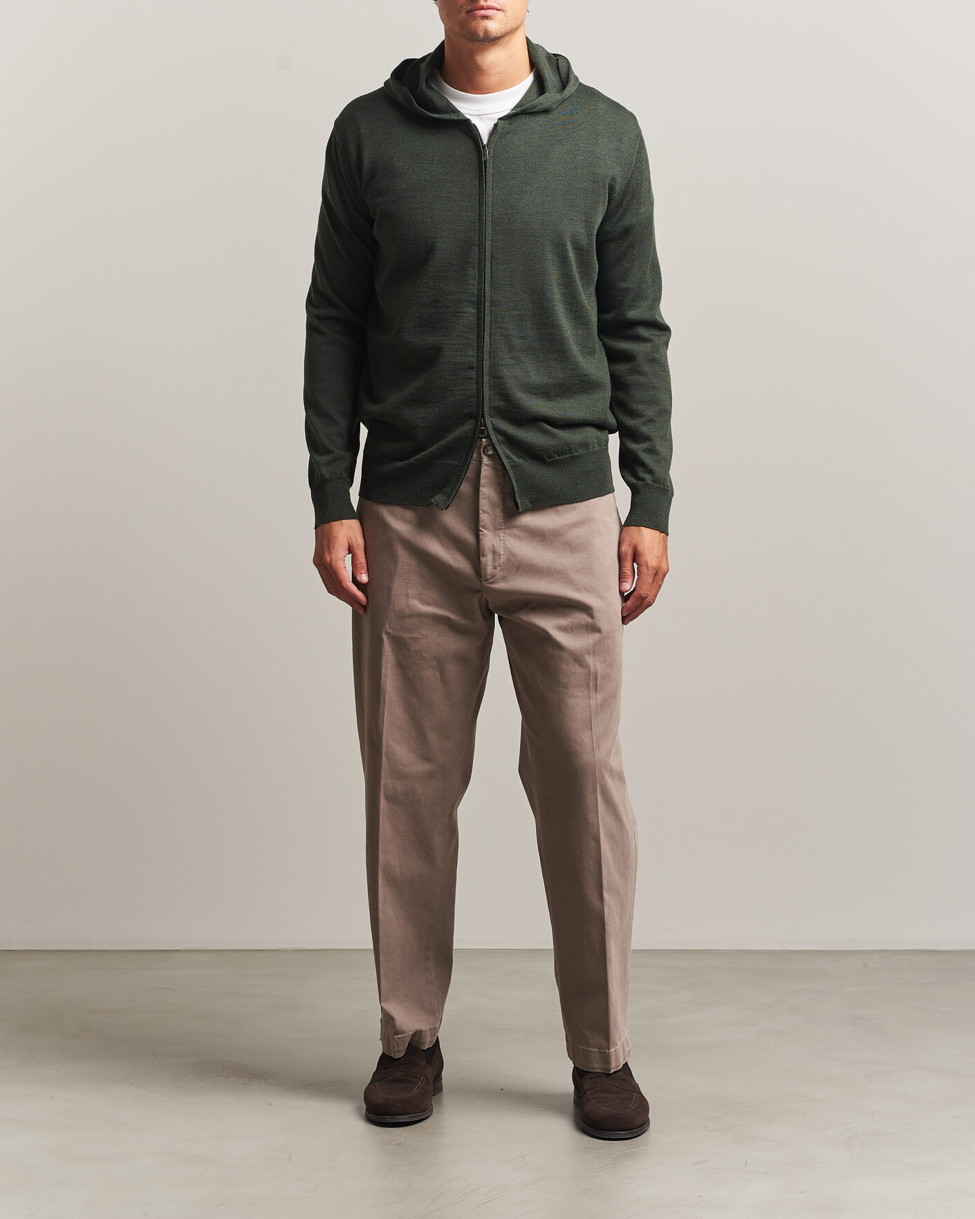 Mies | Puserot | Altea | Merino Wool Cardigan Dark Military