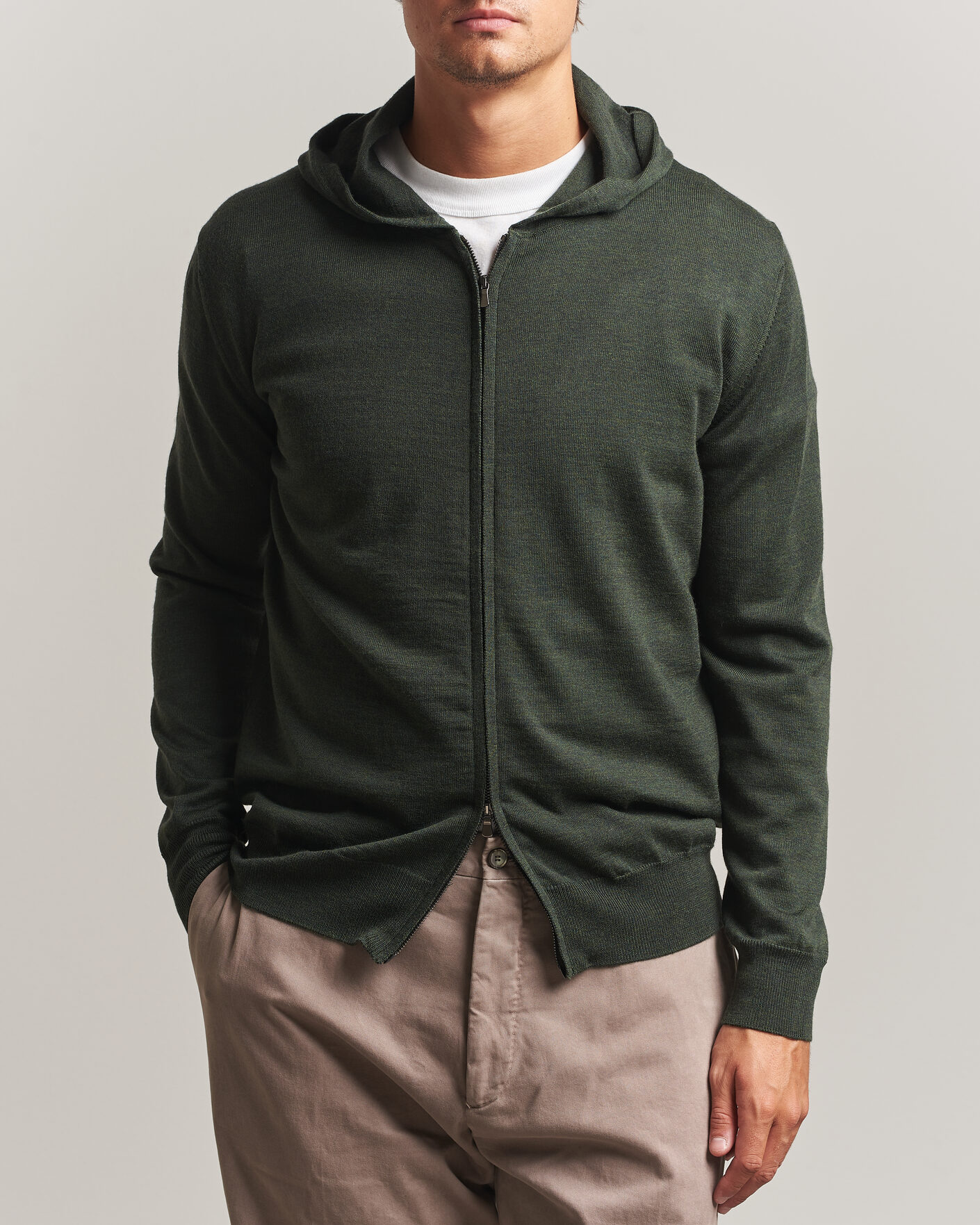 Mies | Puserot | Altea | Merino Wool Cardigan Dark Military