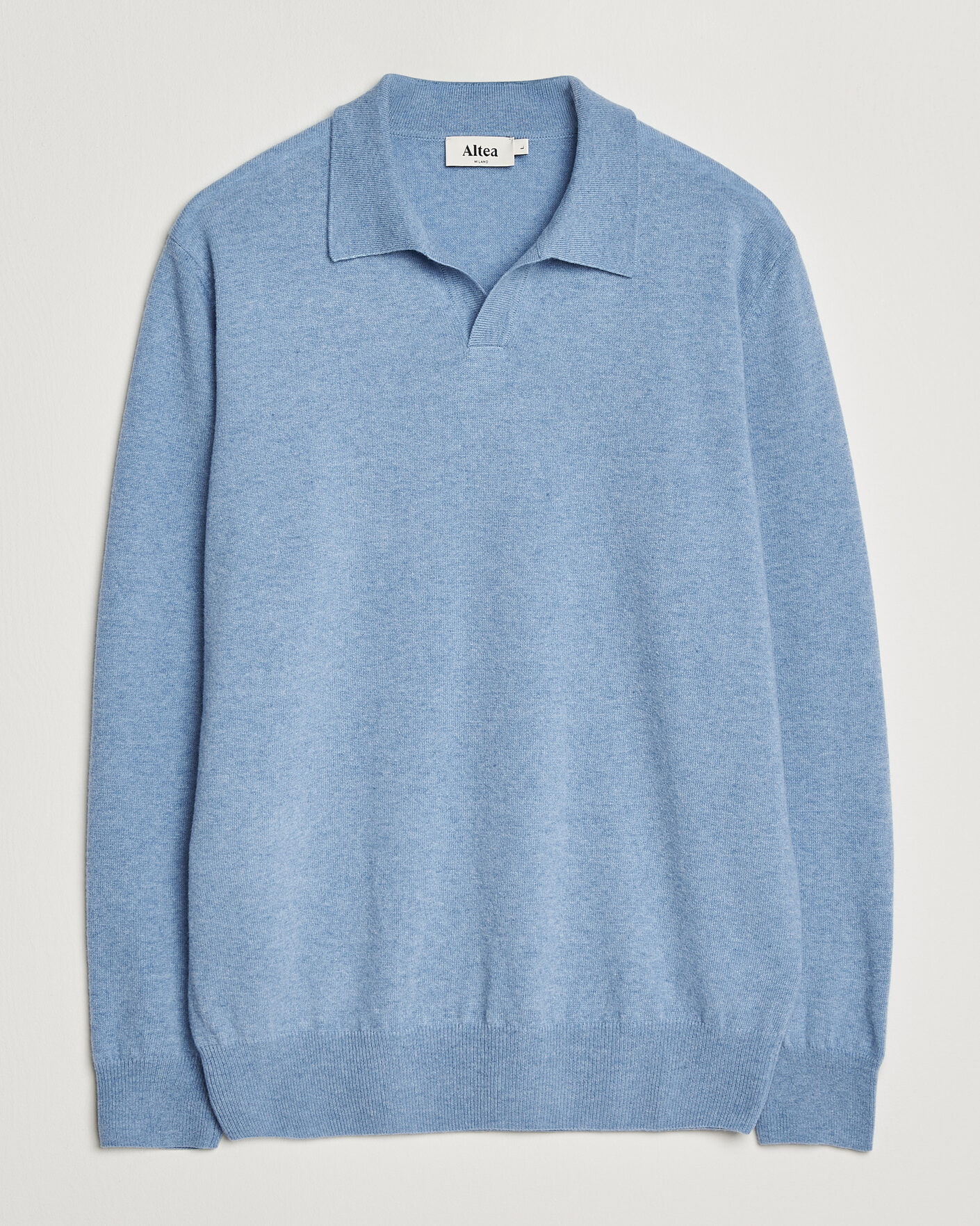 Mies | Puserot | Altea | Long Sleeve Knitted Polo Sky Blue