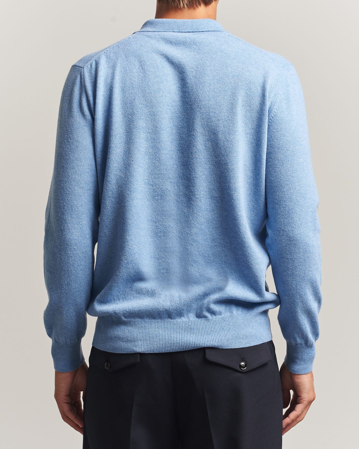 Mies | Puserot | Altea | Long Sleeve Knitted Polo Sky Blue